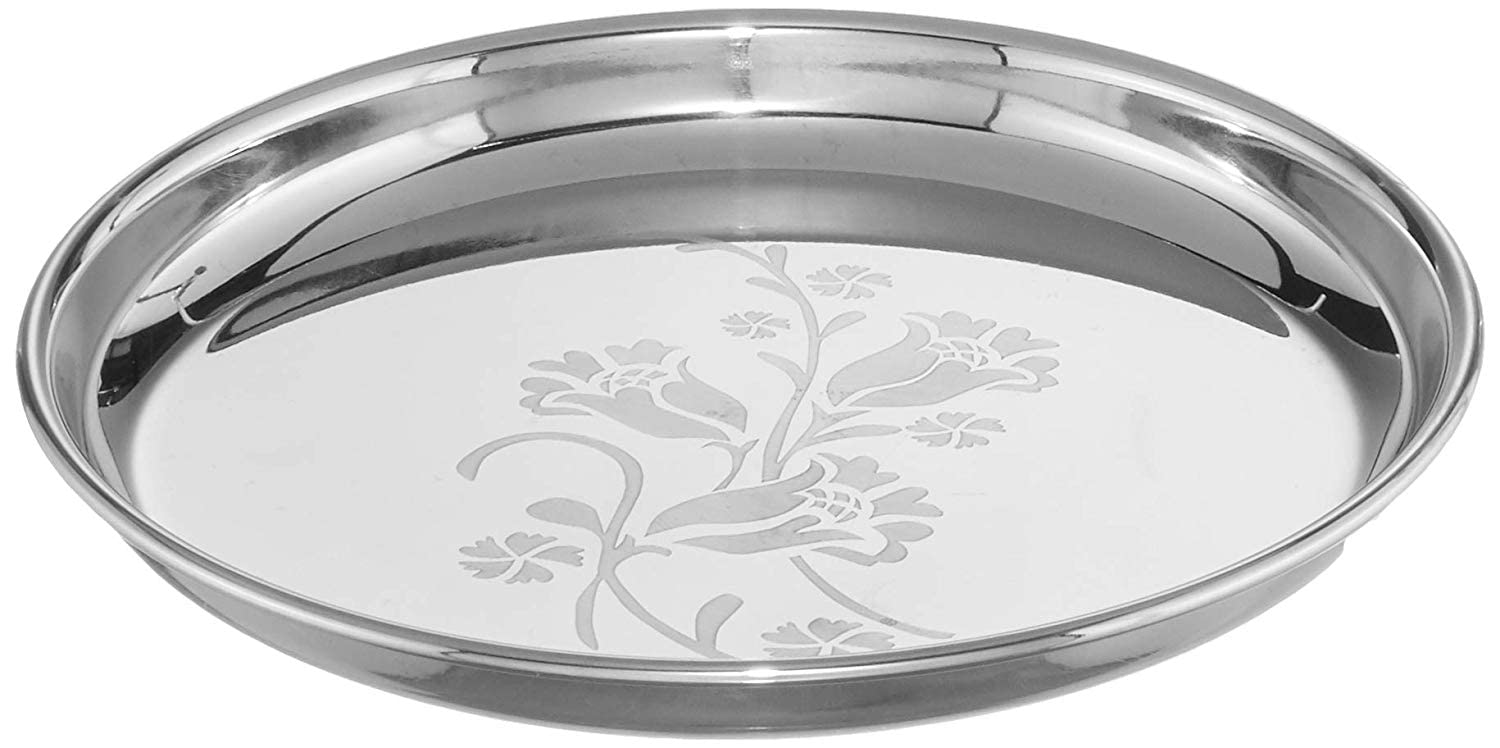 Neelam Stainless Steel 9 22G Lazer Etching Buffet Plate, 20 cm, Silver – Elegant Flower Printed, Premium Quality, Durable Serving Plate in Home, Buffets, Parties, Special Occasions (B07S7DPR81) Amazon Price History, Amazon Price Tracker