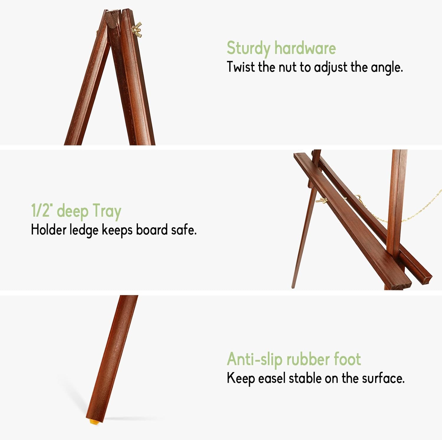CONDA Easel Stand 61.4" High, Wooden Tripod Artist Display Easel with Adjustable Tray, Tabletop & Floor Easel, A-Frame Easels for Painting Canvas, Display & Wedding Sign : Office Products