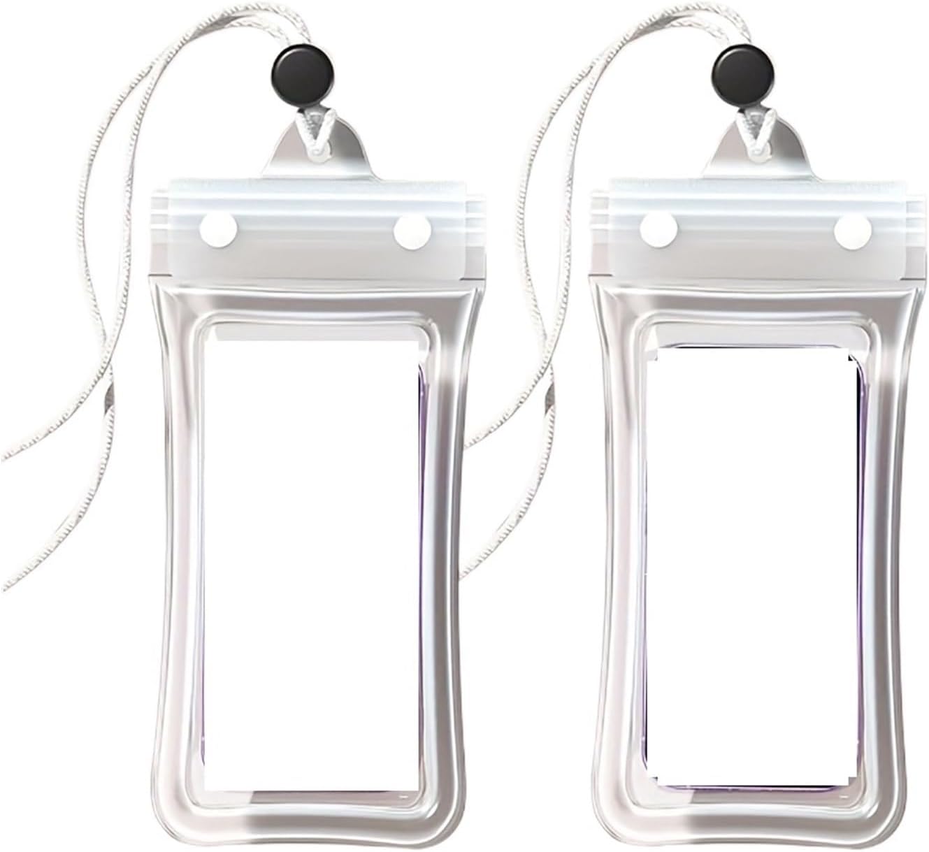 2pcs Mobile Waterproof Bag with Touch Screen, Can Hold Phones, Cards, Keys, Suitable for Rainy Days and Water Games(White 2pcs)