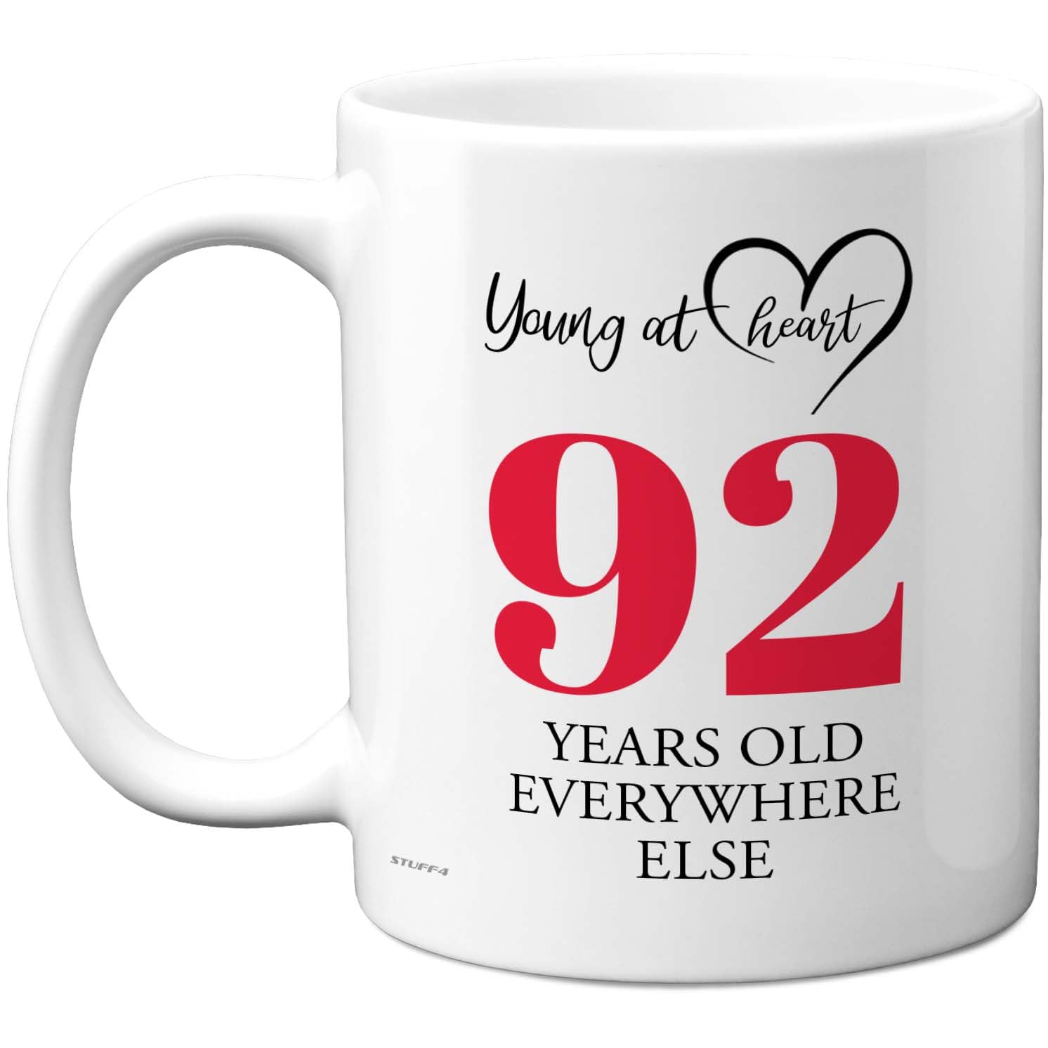 92nd Birthday Gifts for Women Men, Cheeky Novelty Mug Young at Heart, Gag Joke Gifts, Perfect Funny Mugs for Ninety-Two Ninety-Second Birthday Present, 11oz Ceramic Coffee Mugs