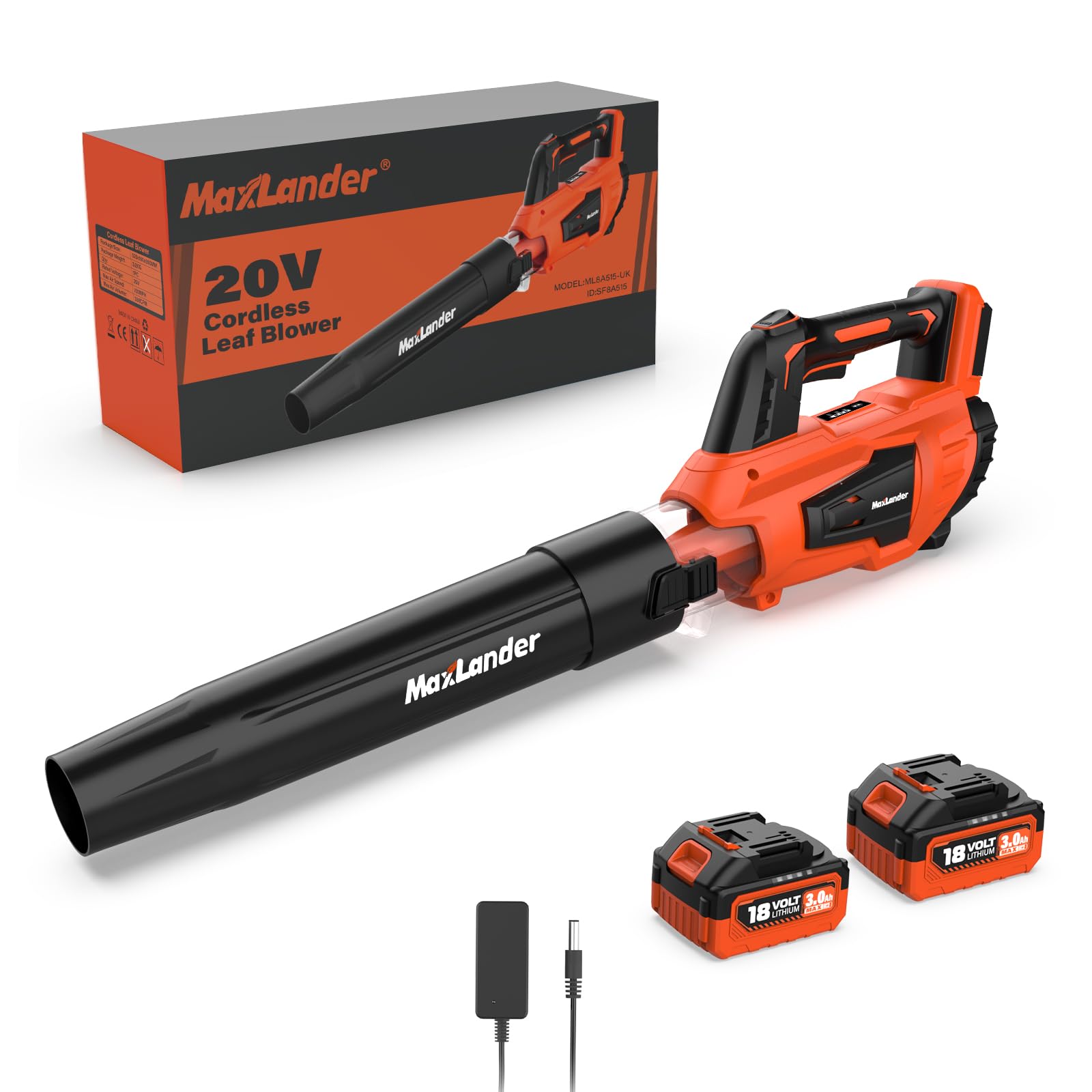 Maxlander Cordless Leaf Blower, leaf blower and vacuum with 2x2.0Ah Battery and Charger, Two-Speed Mode, garden Air Blowers for Lawn Care, Debris Dust Cleaning — view 9