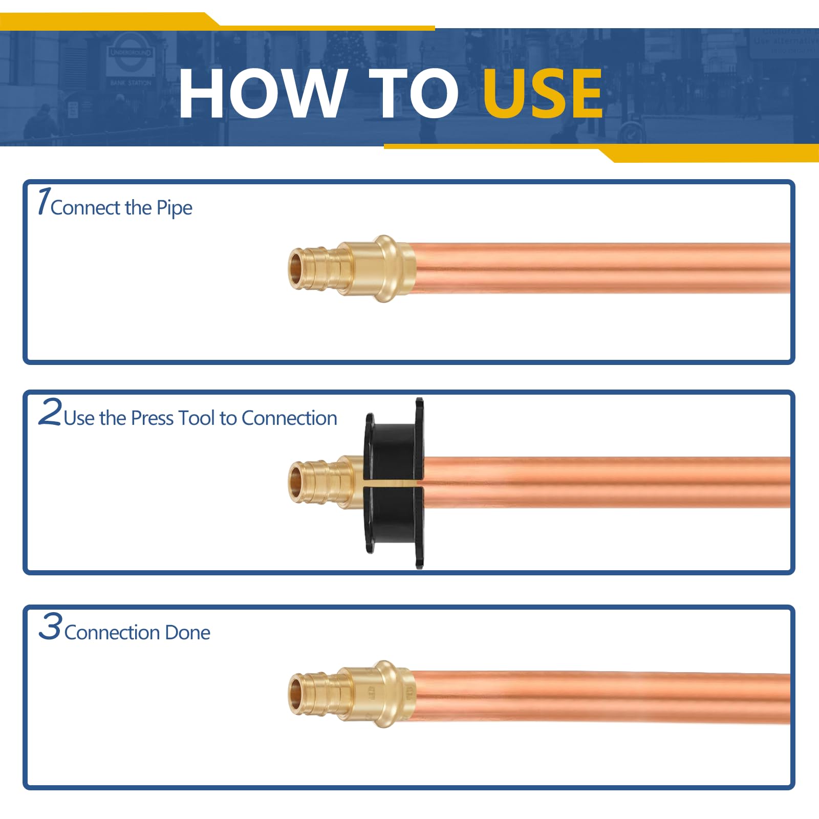 Conectores de expansión de cobre PEX A de 1 pulgada, acoplamiento de expansión PEX-A de 1" x 1" para conexión de tuberías de cobre y PEX (paquete de 10, material de latón LF) (PEX1960192-10Pack)