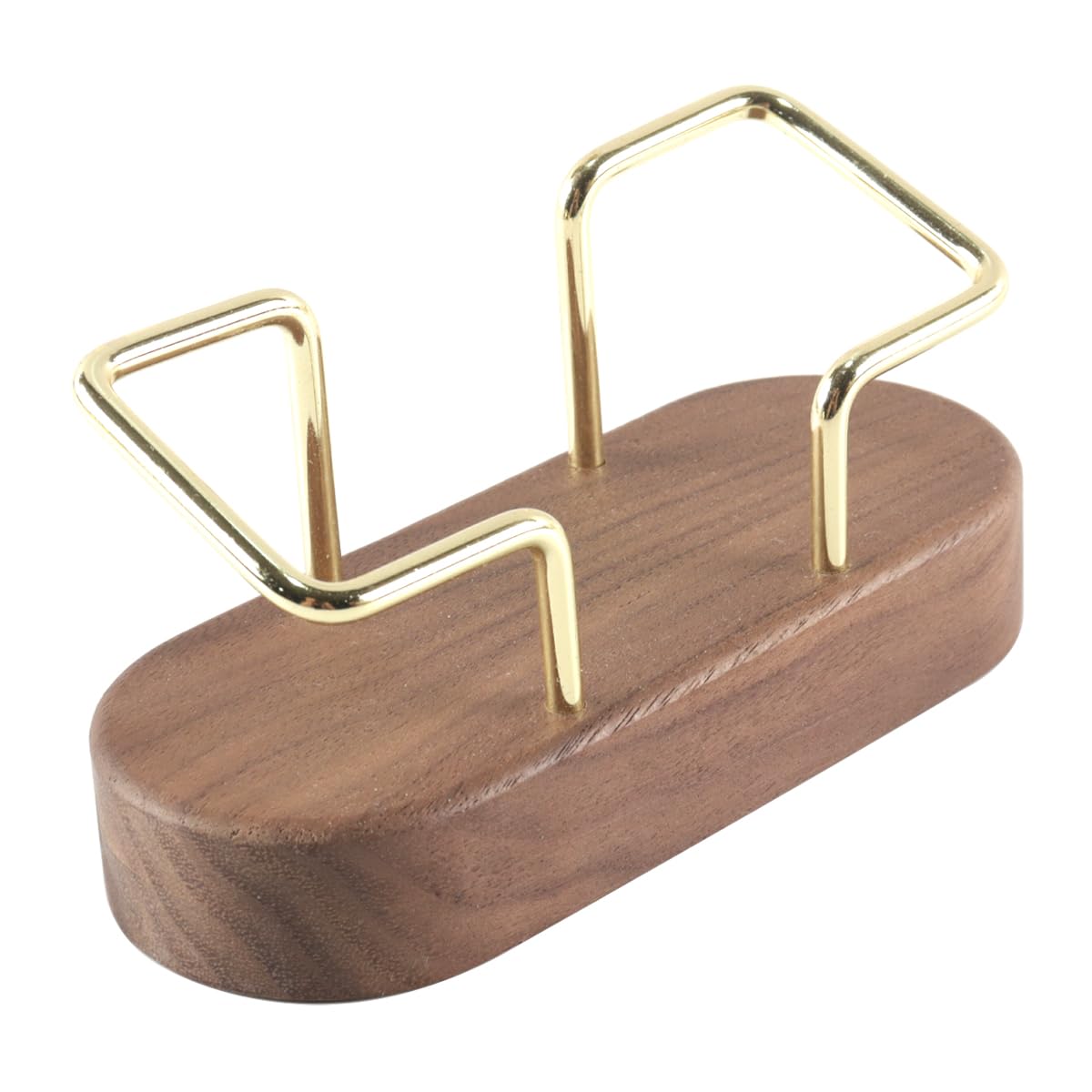Orivin Walnut Wood Business Card Holder with Stainless Steel Accents Oval Desktop Card Organizer for Office Reception Exhibition Conference Table