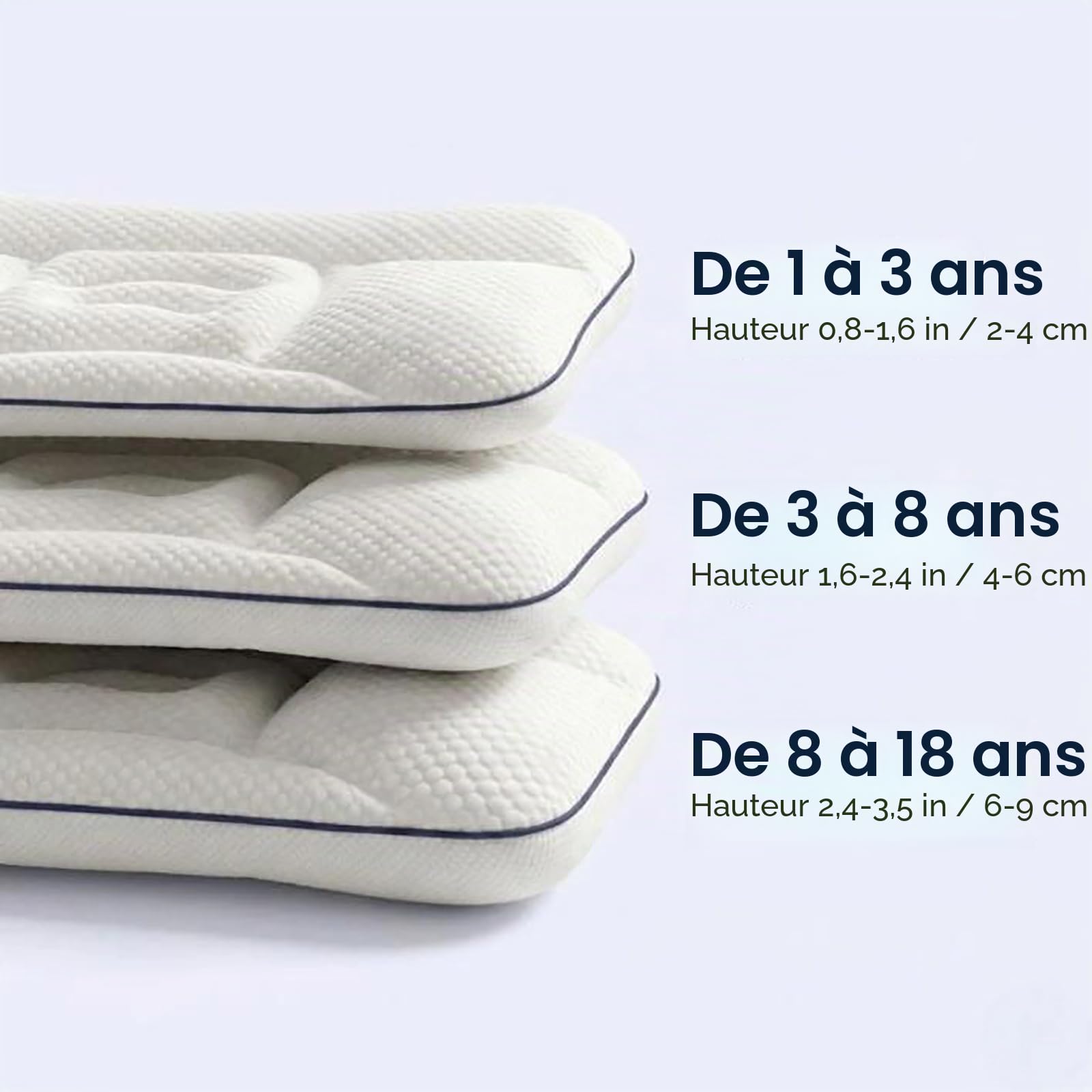 Générique Oreiller De Posture pour Enfants, Oreillers pour Enfants, Oreiller Respirant Double Face Enfant De 1 À 12 Ans, Oreillers Enfant Dormant sur Le Côté, Idéal Les Voyages (6-12 Years Old)