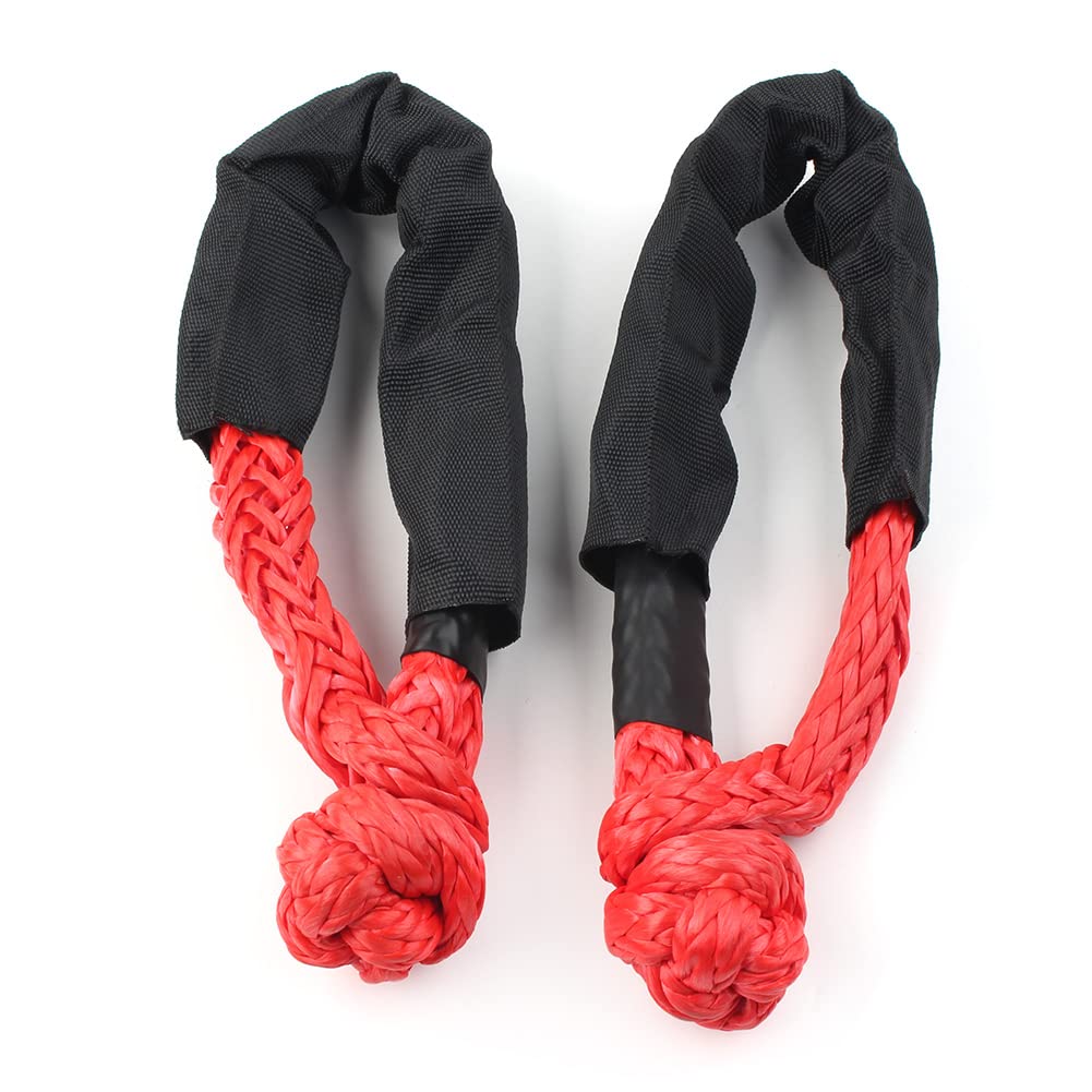 Cnswee6 1 Pair Synthetic Shackle Towing Rope (3800 Lbs Breaking Strength) with Protective Sleeve Accessaries For Truck, Off-Road
