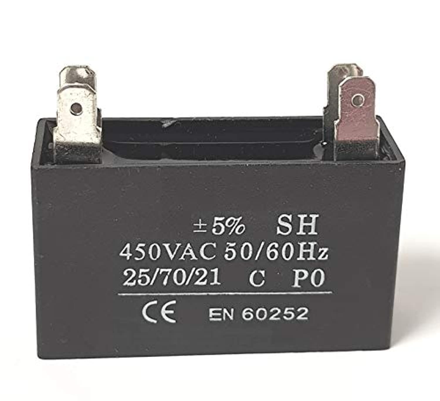 Royal Apex Rectangle Shaped 2 Pin Fan Capacitor 450 VAC | Black (2 PIN 10MFD (10µF))