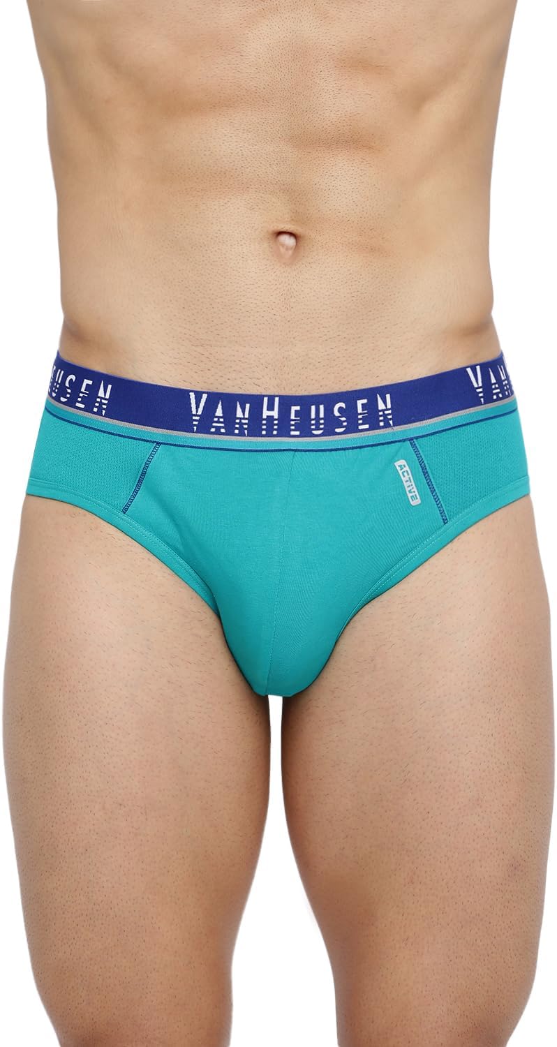 Van Heusen Men's Solid Quick Dry Cotton Brief Medium