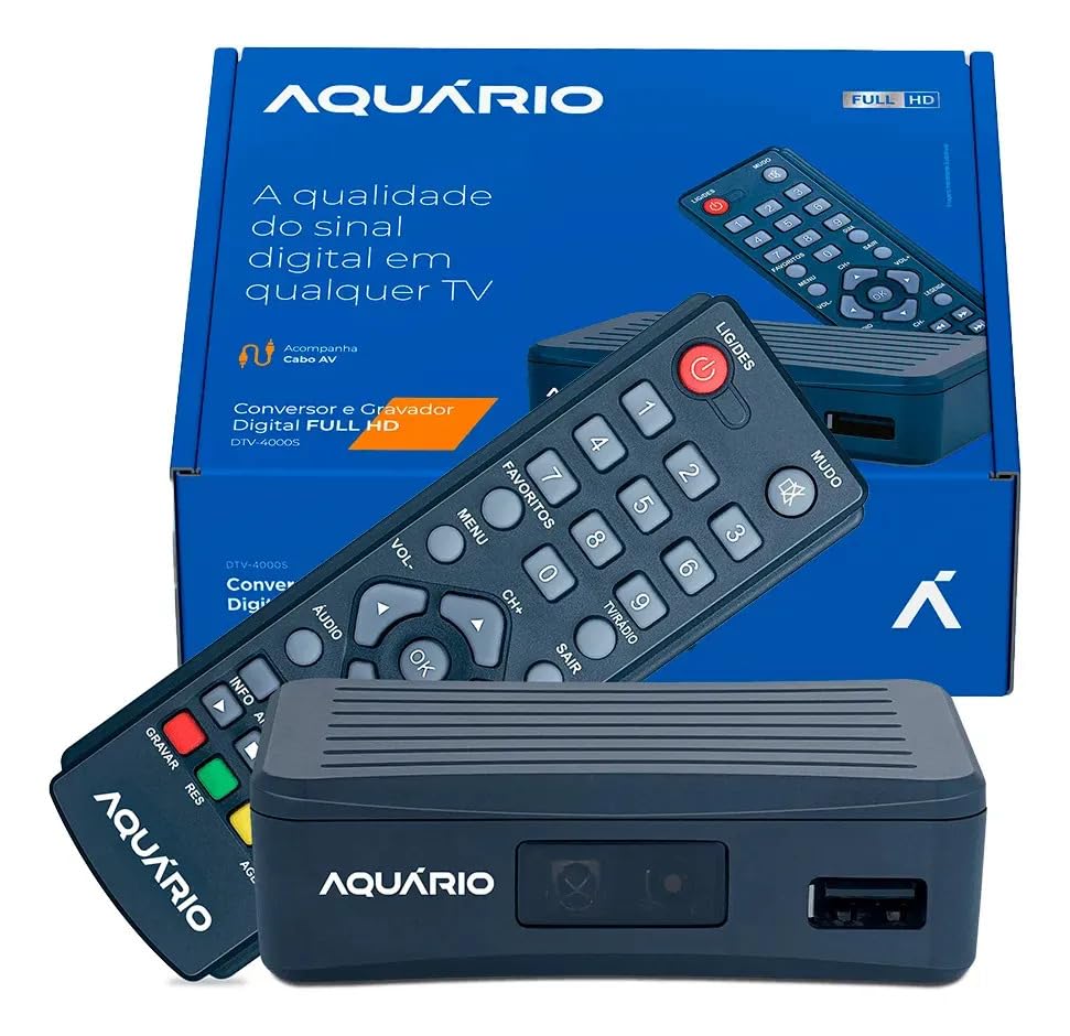 Conversor Digital e gravador Aquario Full Hd Compacto Dtv-4000s Preto 110v/220v (bivolt)