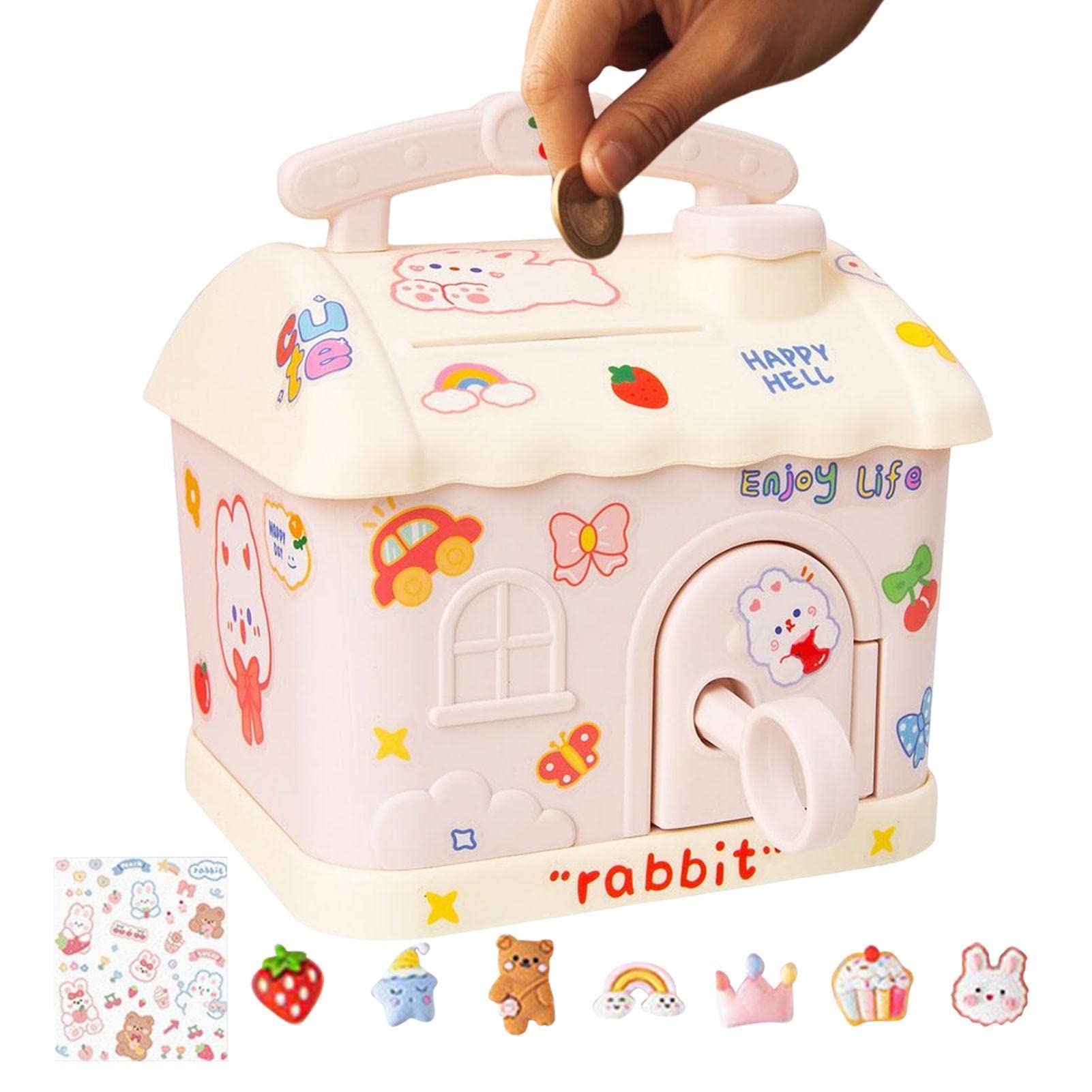 Amazon.co.jp: ハウス貯金箱 | 家の形をした貯金箱 | お金を節約するための子供の女の子のためのロック付きハウスマネーコインバンクボックスギフト  : ファッション