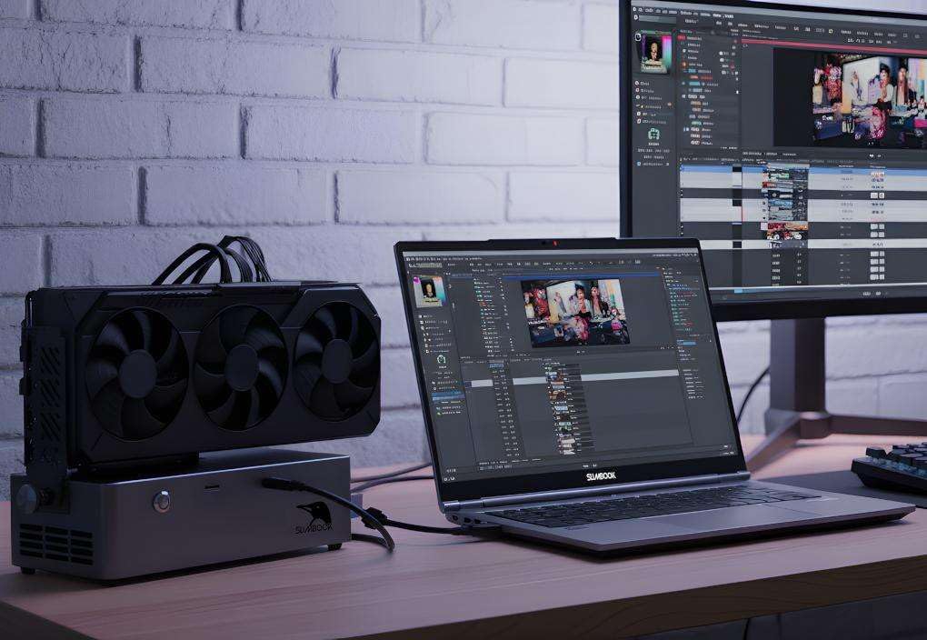 ESTACION DE Acoplamiento GPU Externa SLIMBOOK | Carcasa EGPU con Interfaz OCuLink/USB4.0/Hot Swapping TGX | Fuente de Alimentación Integrada de 800 W ! Gpu hasta 350W | Base PCIe 4.0 X4 EGPU | Gris
