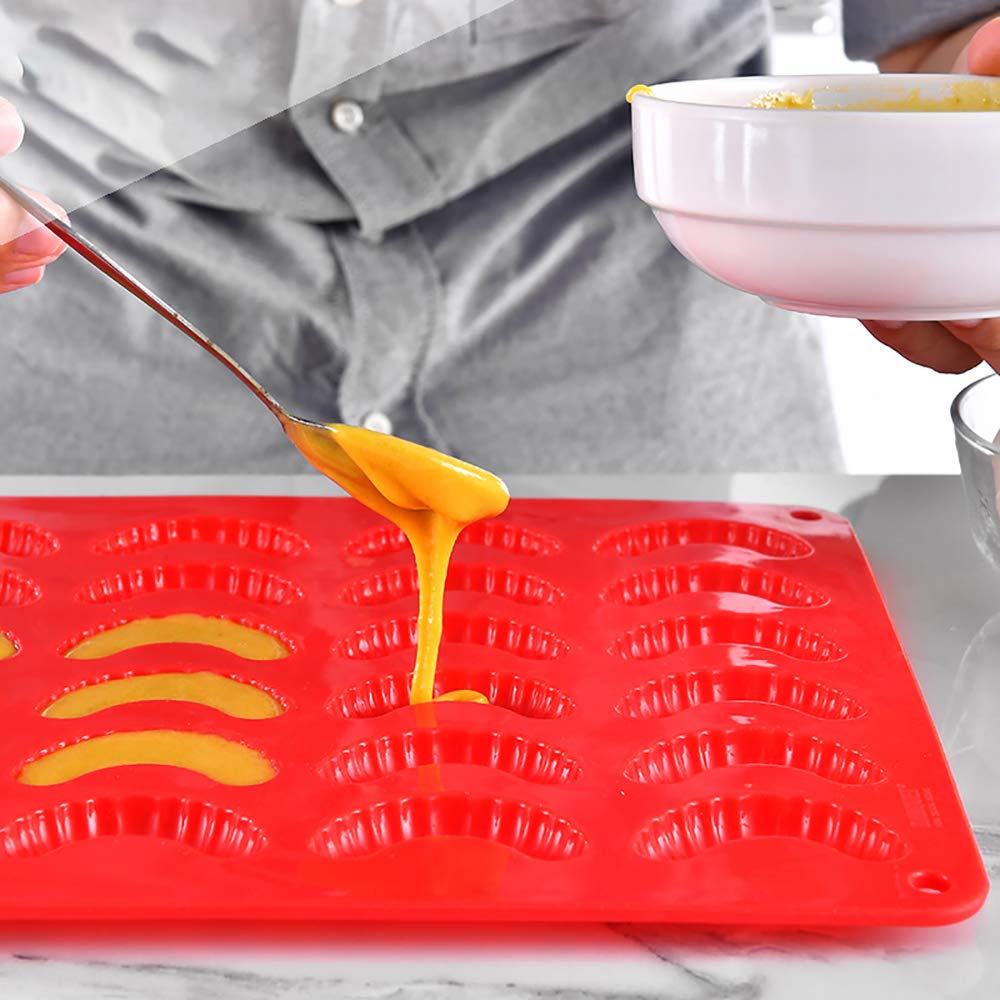 Silikon Cake Pop Formen 30 Loch Shell Kuchenform für Fondant DIY 3D Gum Paste Blumen Fondant Silikonform Backformen (Red)
