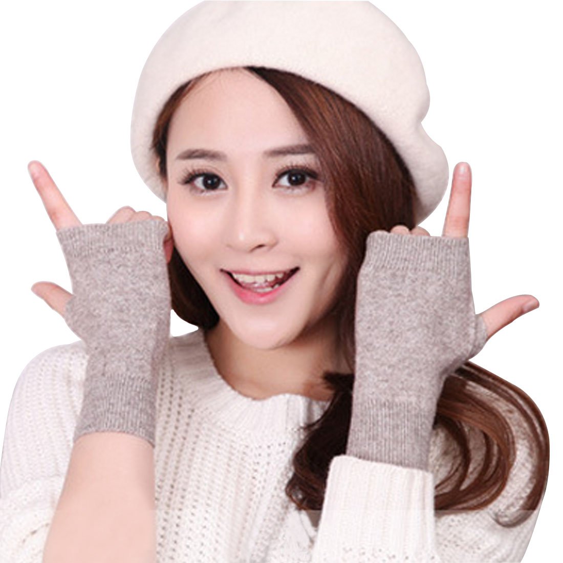 Leben Women's Tawny Lerben® Fashion Men Soft Cashmere Warm Fingerless Gloves Autumn Winter Hand Wrist Warmer Mitten