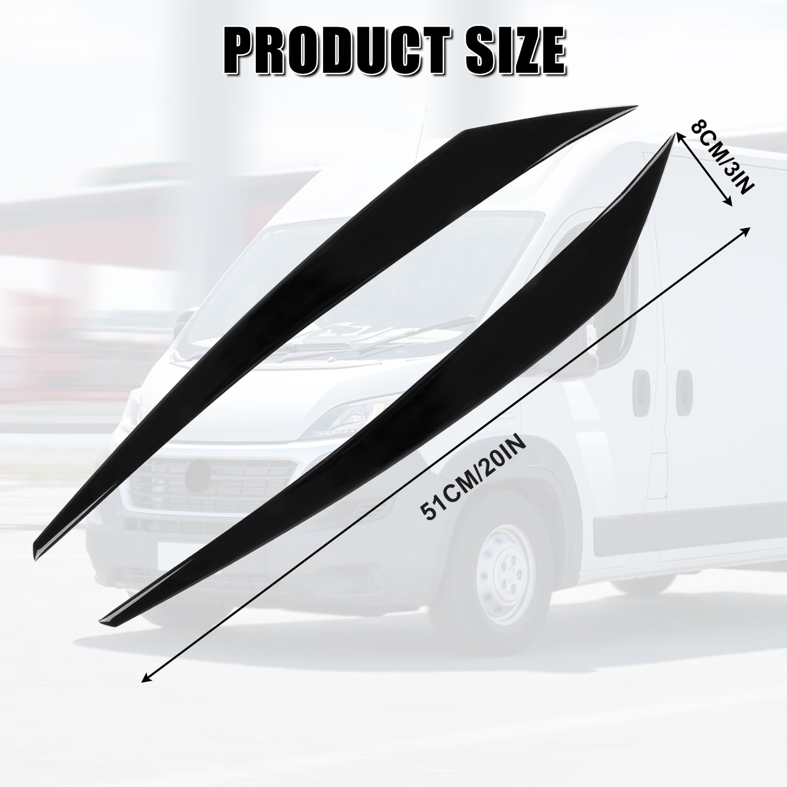 1 Paio Sopracciglia per Fari Ricambio per Fiat Ducato/Peugeot Boxer/Citroen Relay 2014-2024, Copertura per Sopracciglia per Fari, Adesivo per Palpebre per Fari
