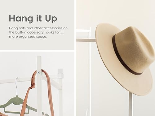 Miniatura 7 de IRIS Perchero de ropa de Estados Unidos, perchero plegable para ropa, perchero con estante, perchero con 3 paneles, color blanco