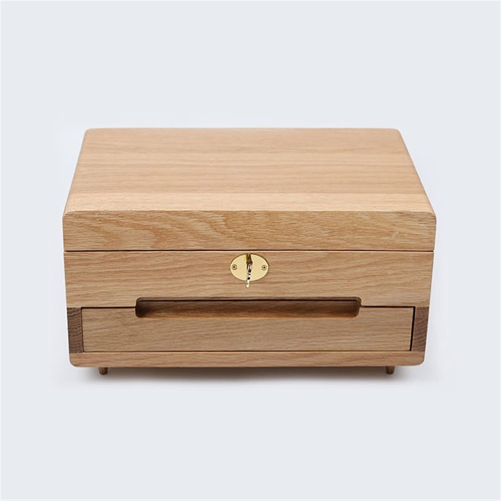Portagioie In Legno Di Noce Personalizzabile Con Serratura - Organizer A Doppio Strato, 25x20 Cm, Velluto Interno, Regalo Per Lei