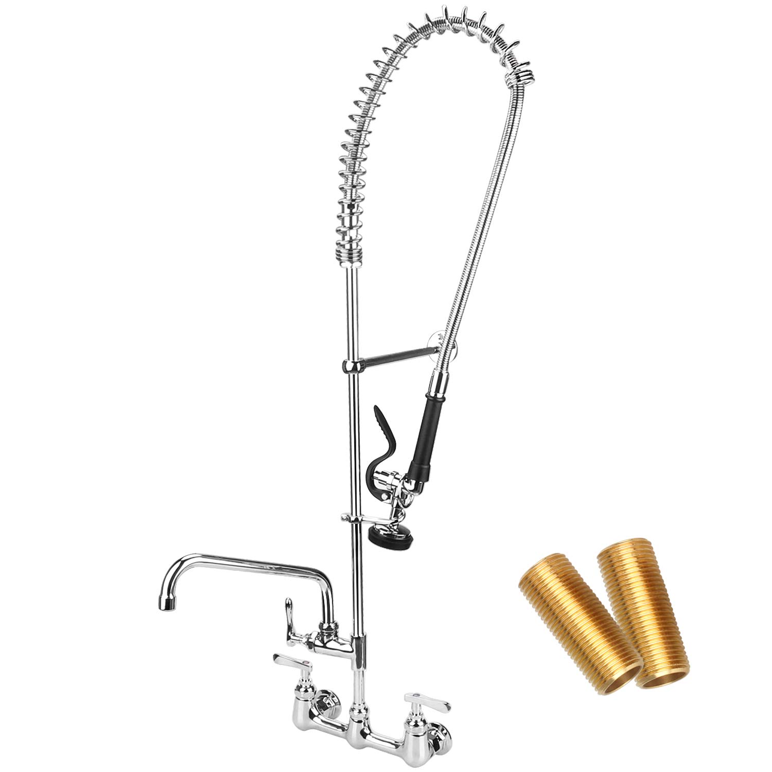 COOLWEST 8 Inch Center Commercial Kitchen Faucet with PreRinse Sprayer