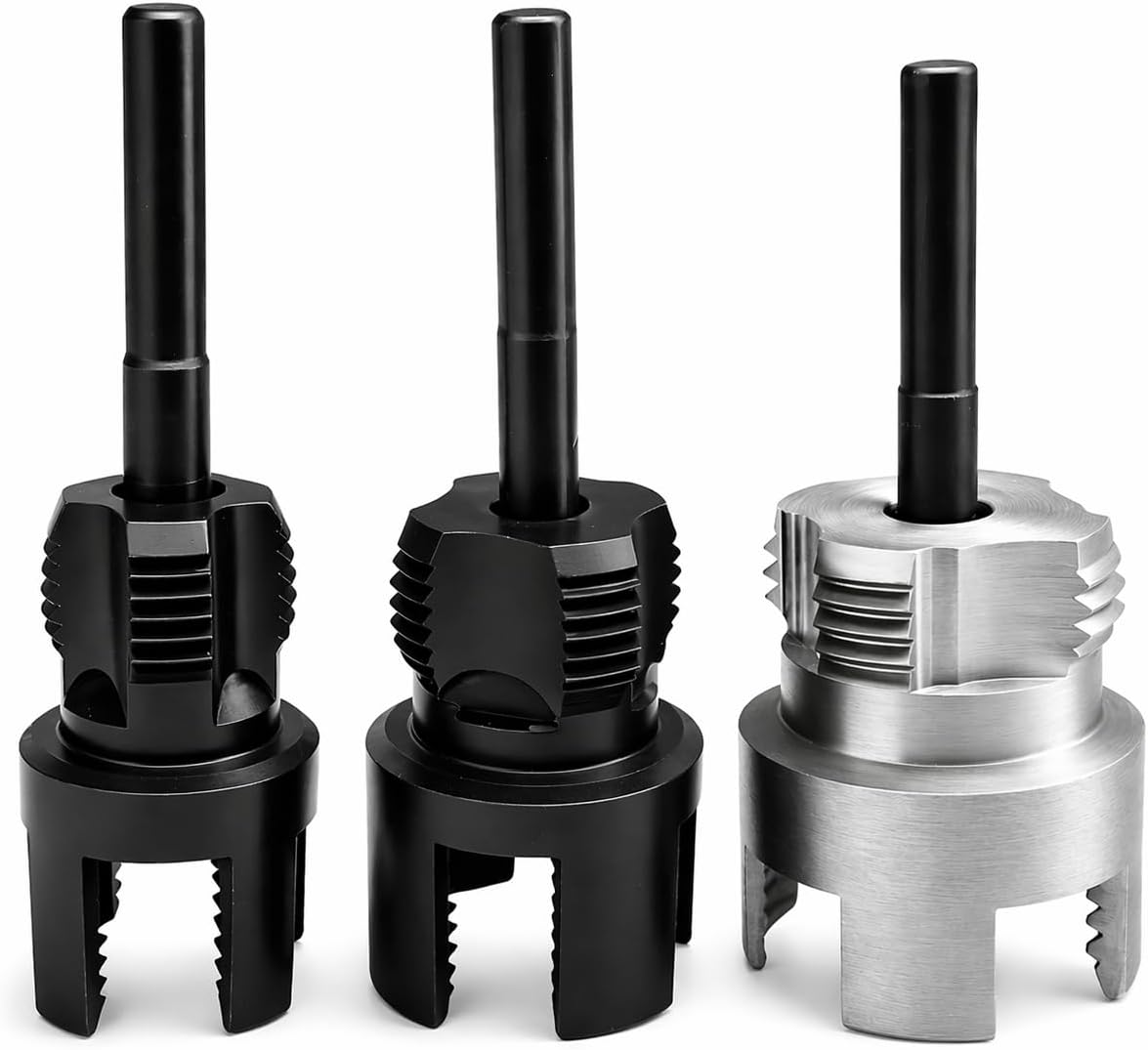 3Pcs PVC Pipe Threader Tool Kit,Dual-Function Internal & External Tube Thread Cutting Tools 1/2'' 3/4'' & 1'' PVC Pipes Threader,Hex Shank Quick Change Pipe Threading Tool Fit Electric Drills