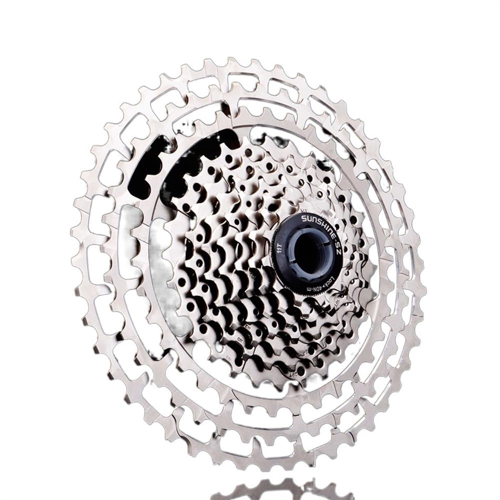 PiñOn Bicicleta MTB 10 Geschwindigkeit Fahrrad Kassette 11-46 T Breite Verhaltnis Ultraleicht Freilauf Bicicleta de montaña Cassettes Y PiñOnes para Bicicletas(Color:11S 11-46T Silver)