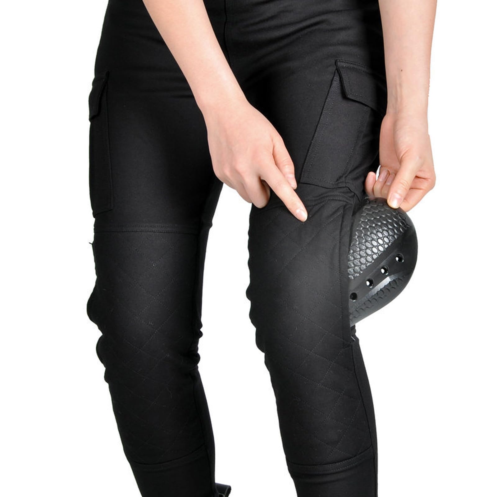 Damen Motorrad Leggings Aramidfaser Stretch Abriebfest mit Herausnehmbaren Protektoren Touren Motocross Racing Biker Schutz