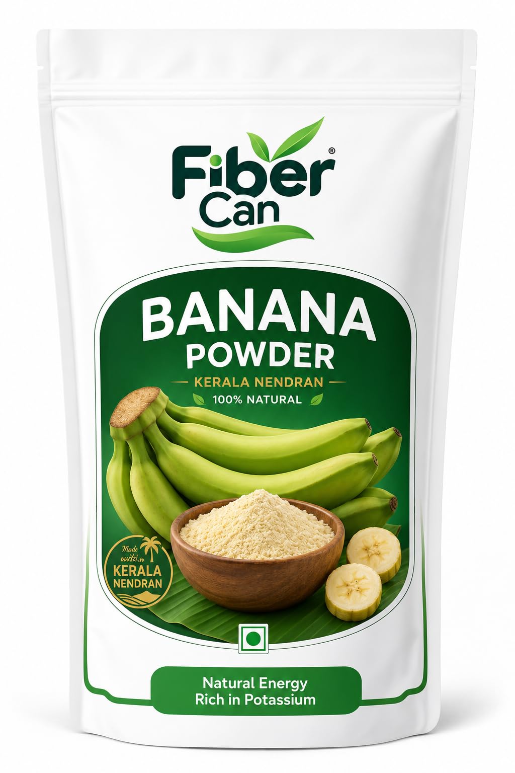 FiberCan Home Made Kerala Banana Powder 300g | 100% Natural Nendran Banana Flour | Green Banana Powder | No Preservatives | Fine Flour for Porridge, Smoothies, Dosa, Idli, Baking & Everyday Cooking