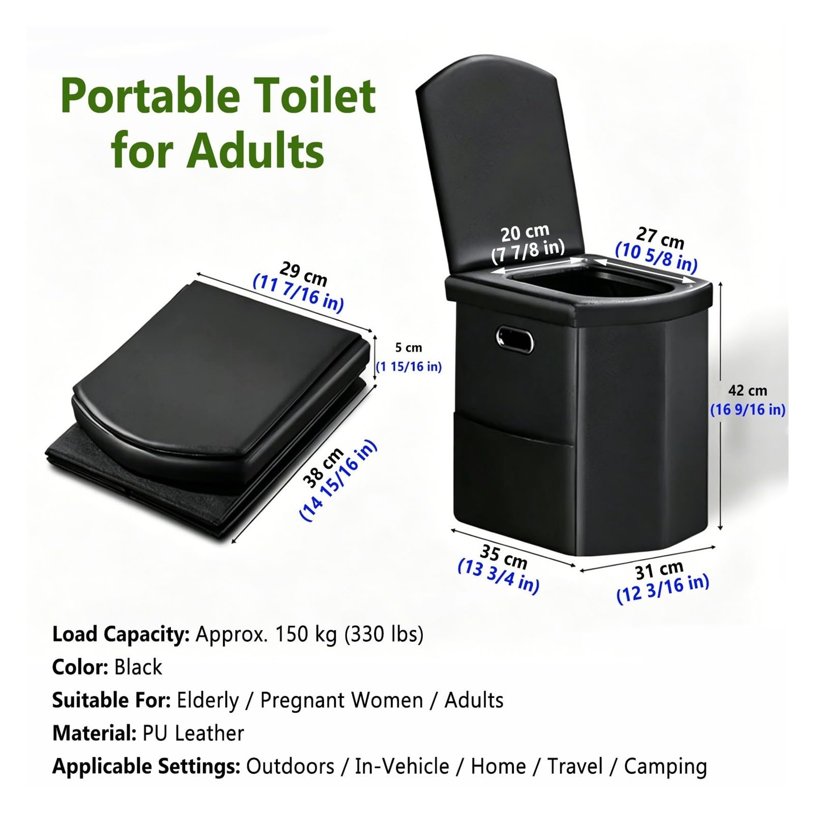 WC Portatile WC da Campeggio per Tende, Vaso Portatile per Campeggio in Famiglia, WC Leggero per Gite in Giardino E Incontri All'aperto
