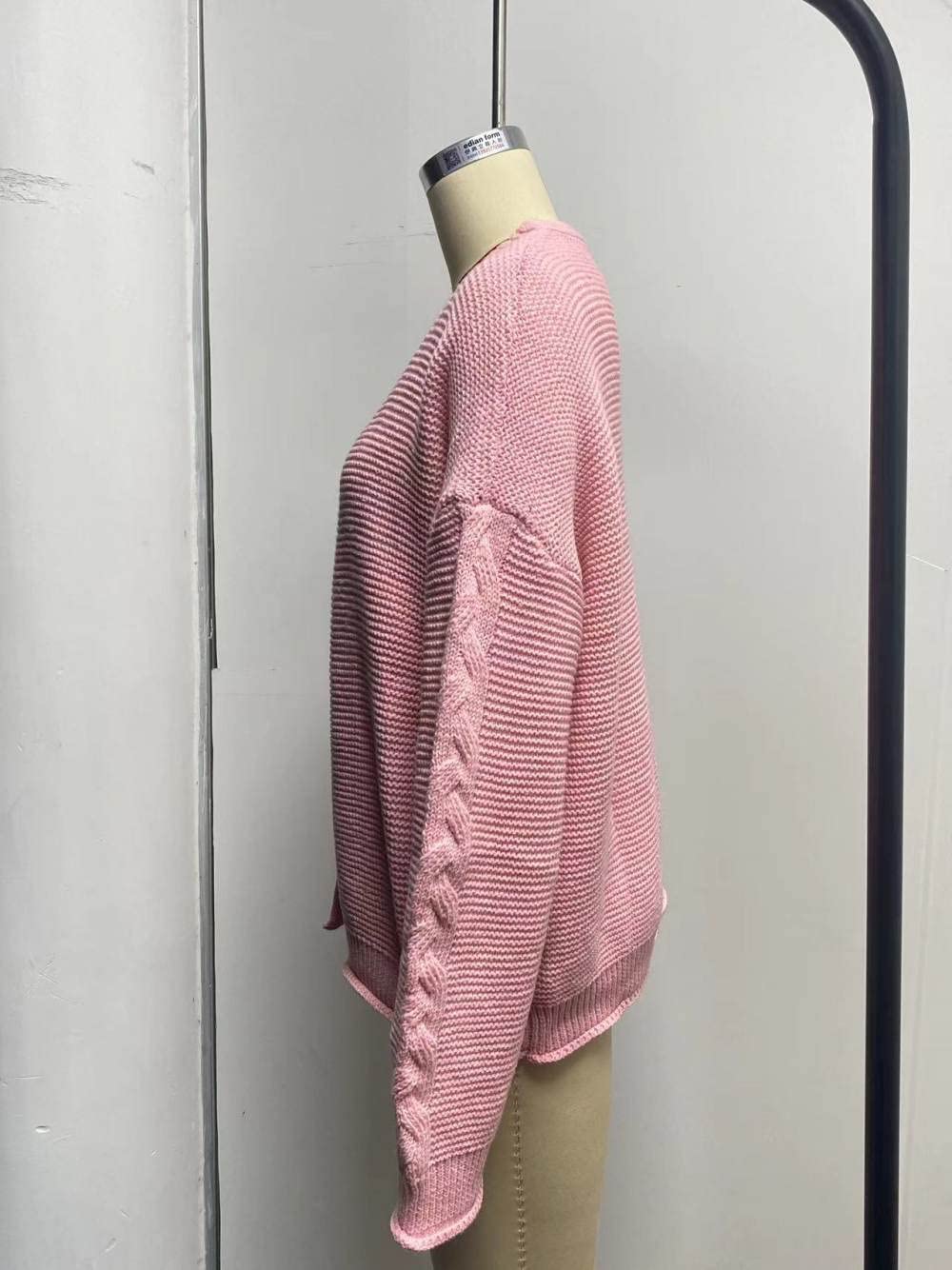 HGJH Damen Strickjacke,Damen-Strickpullover Vorne Offen Cardigan V-Ausschnitt Zopfmuster Kimono Grobstrick Einfarbig Braun Cardigan Weich Elegante Leichte Herbstjacke Für Lässiges Business