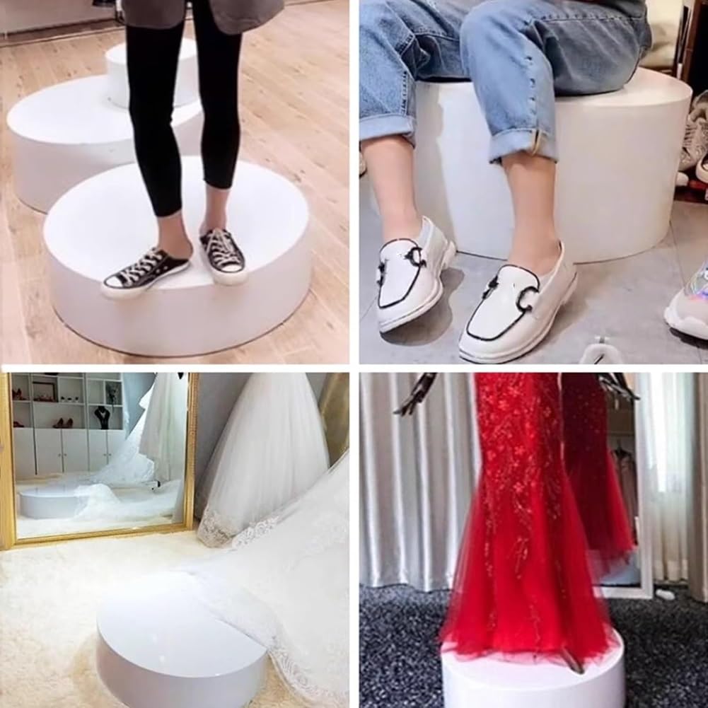 Expositor de maniquí redondo de 50 x 20 cm con base de pedestal negra para tiendas de ropa y novias, escaparate de artículos para eventos de boutique, decoración elegante para tiendas (blanco, 30