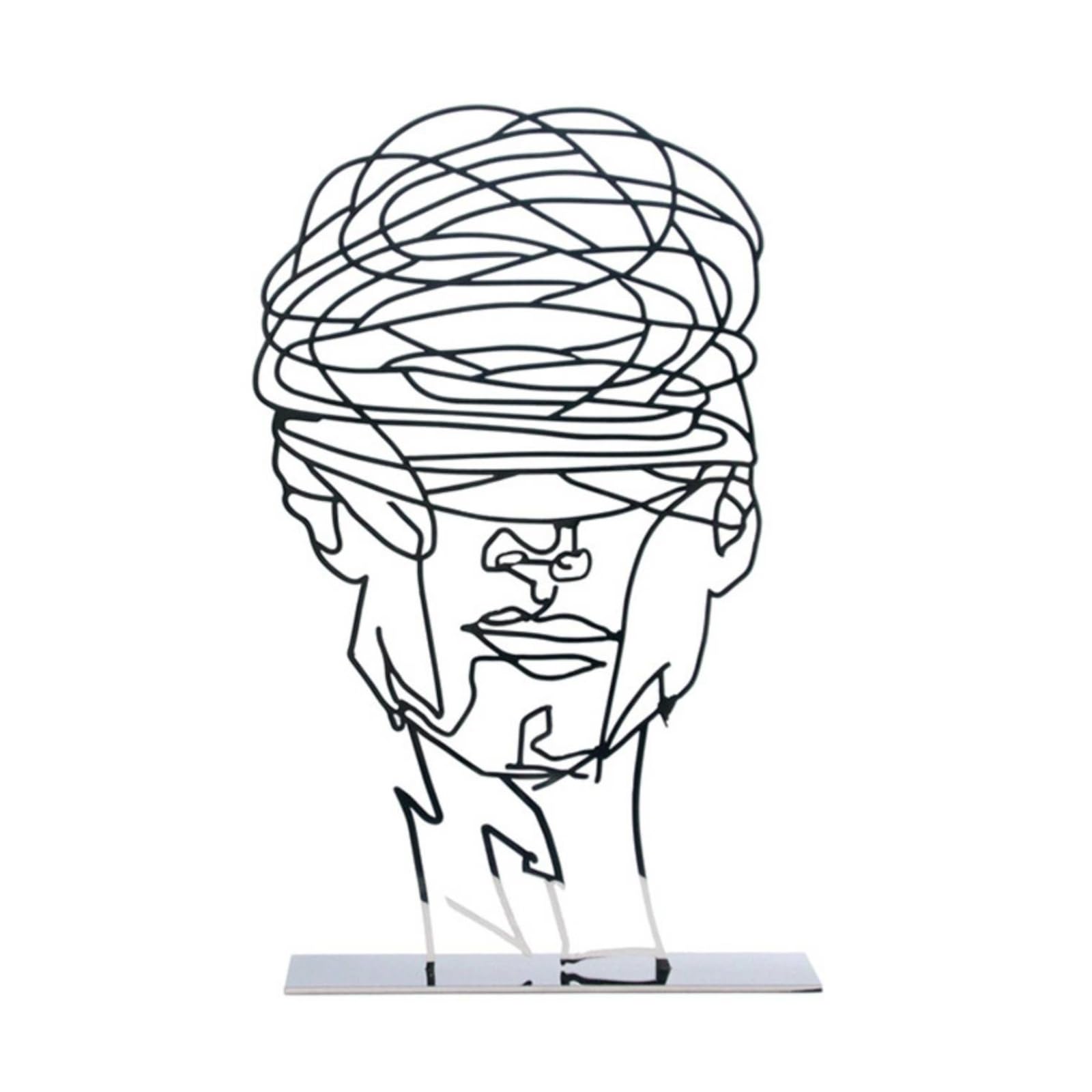 Scultura in Metallo Stilizzato Decorazione a Forma di Artistico Statua con Base Rettangolare per Degli Appassionati D'arte, Soggiorno