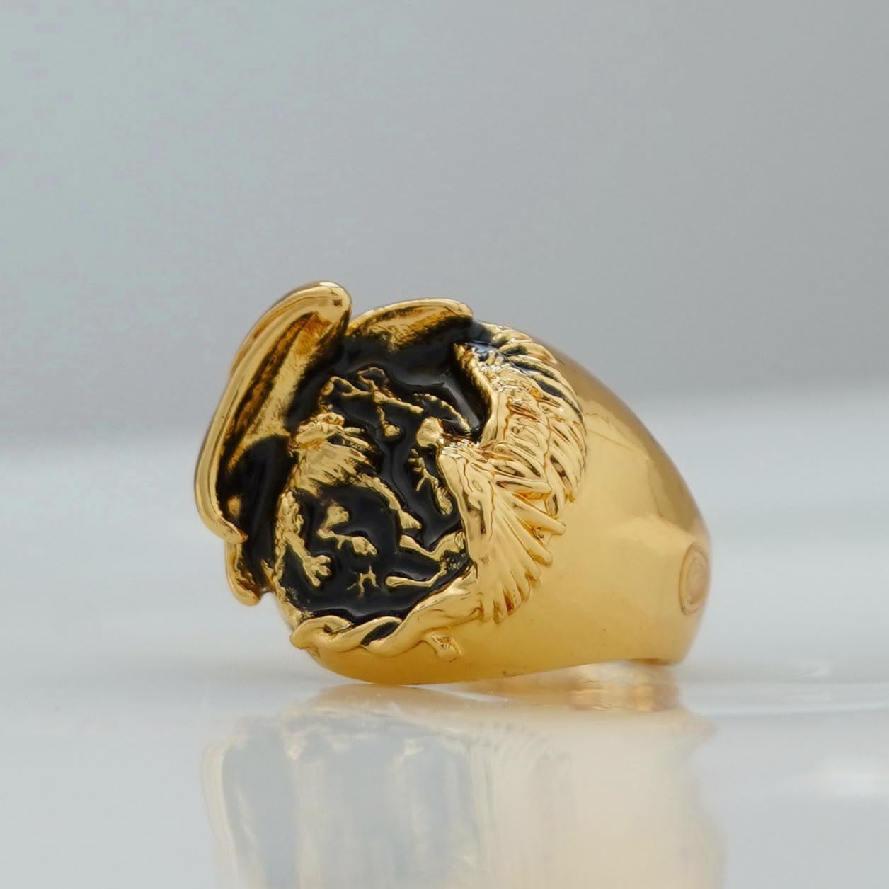 Dragon Ring, Flying Dragon Ring for Men, Norse Viking Dragon Wing Ring Dragon Jewelry, Celtic Gold Dragon Ring Hip Hop Fighting Dragon Band Ring Punk Dragon Animal Ring for mens - Image 2