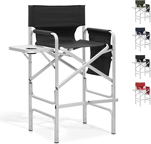 Silla de directores, sillas de campamento plegables de 31 pulgadas de alto, silla de tocador plegable con marco de aluminio, silla de artista de