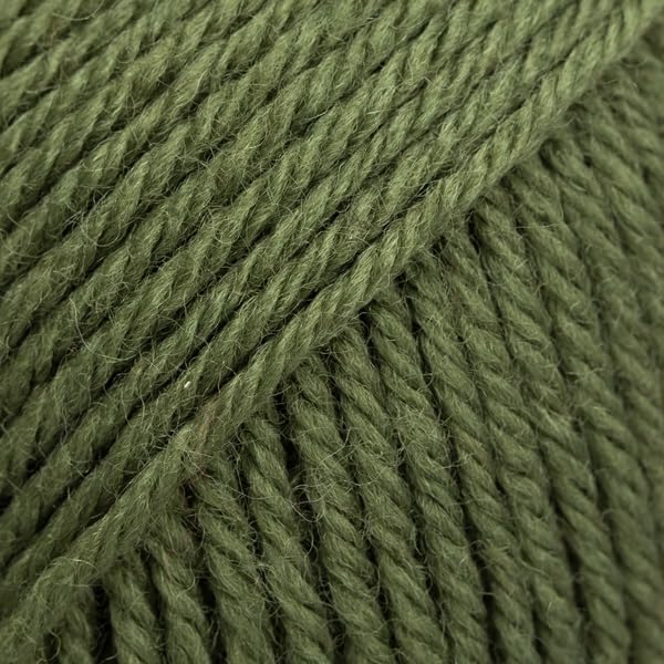 100% Wool Yarn for Knitting and Crocheting, 3 or Light, Worsted, DK Weight, Drops Karisma, 1.8 oz 109 Yards per Ball (87 Moss Green)