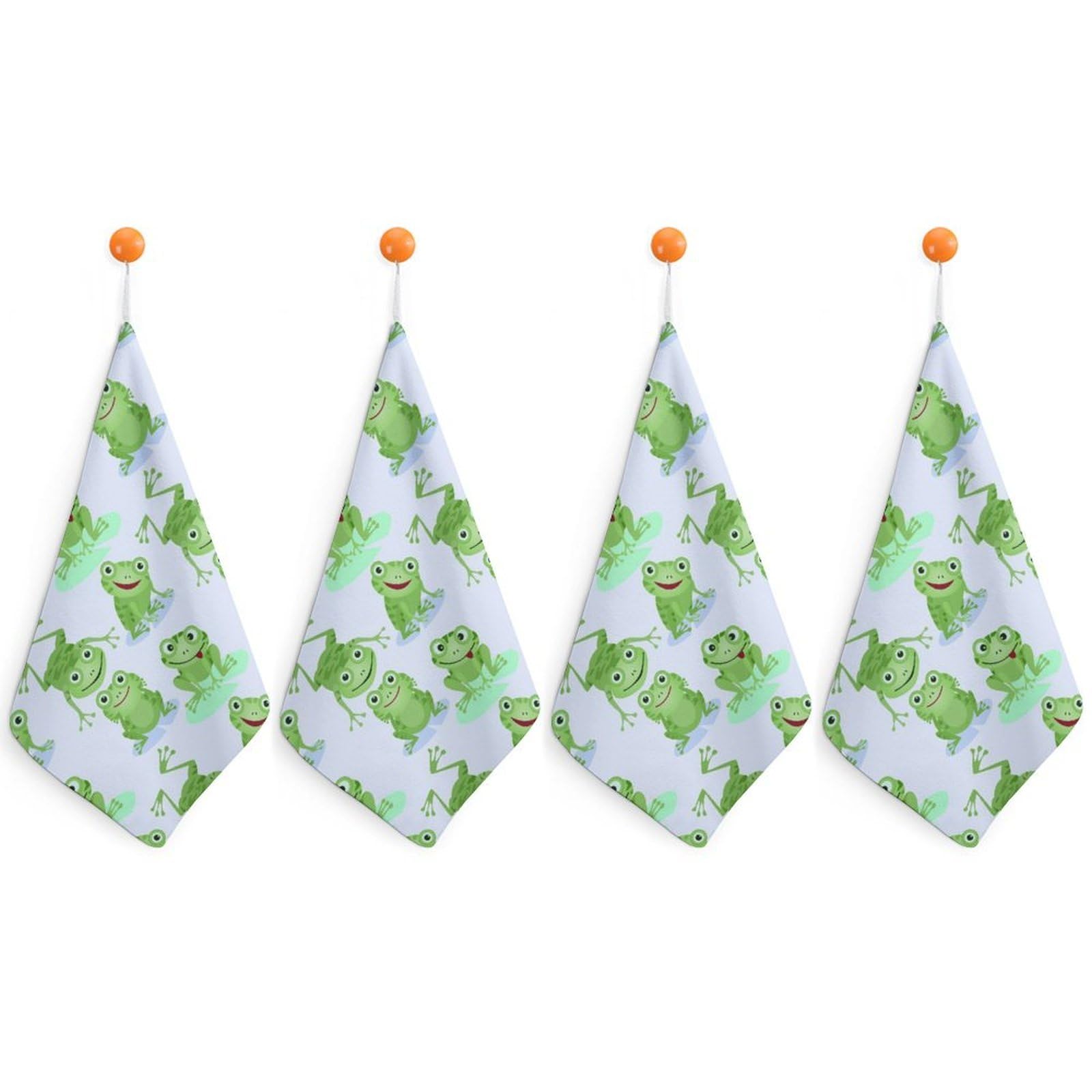 LWORZIIB 4 Piece Hanging Hand Towels, Frogs Pattern Small Dry Hand Towel for Kitchen Bathroom