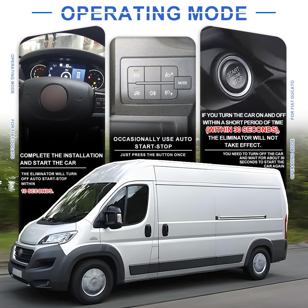 Start Stop Eliminator i dezaktywator dla 2006-2024 F.iat Ducato 250 III C.itroen Jumper II Peug.eot Boxer II - moduł kablowy wyłączania start-stop przełącznik moduł obejściowy i prosty