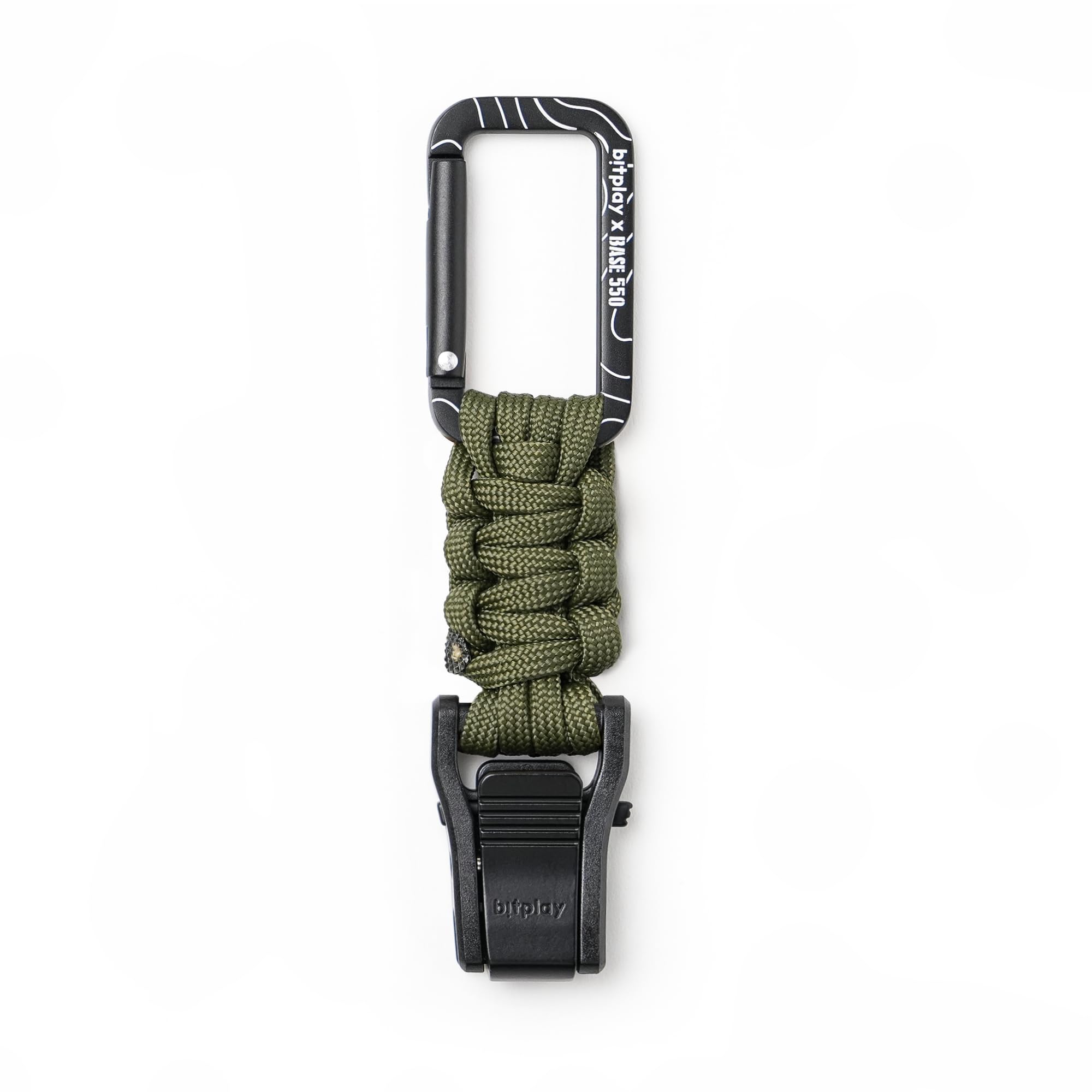 Bitplay Base550 - Mosquetón paracord de liberación rápida para aventuras al aire libre, camping, senderismo, gimnasio, hamacas, llaveros y otros artículos utilitarios