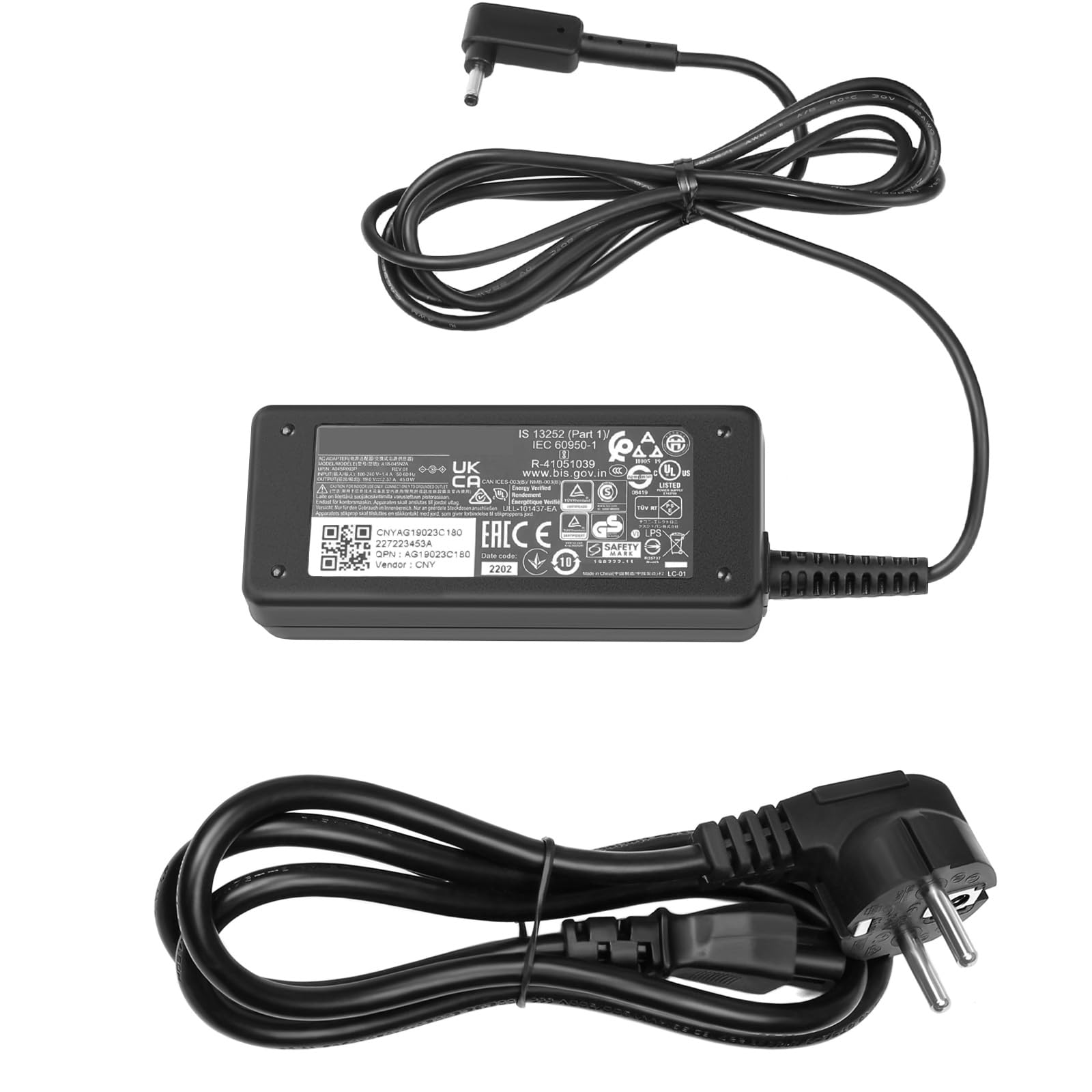 45W 40W Caricatore Alimentatore per Acer Aspire A315-23 A315-24P A315-35 A317-53 A317-54 A317-55P A115-32 A314-22 A314-23P A514-55 A515-45 A517-52 EX215-22 Aspire 1 3 5 Series 3.0 * 1.0mm