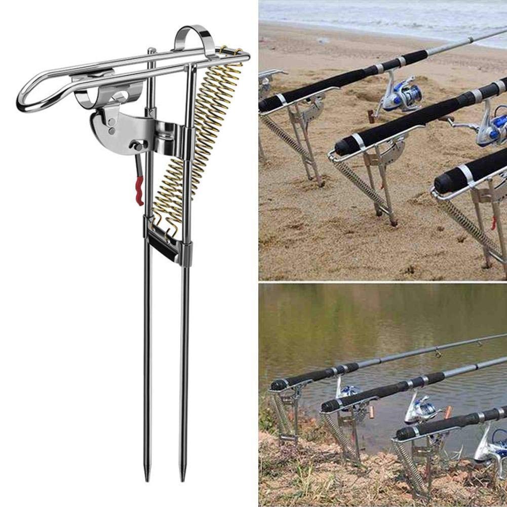 Support Canne a Peche Porte-Tige de pêche à pêche en Acier à Double Ressort Automatique à Double Ressort Support de Canne à Pêche