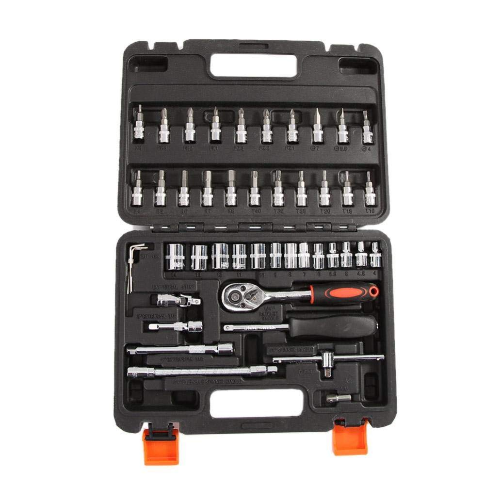 Set Di Utensili Combinati Da 46 Pezzi Kit Di Cacciaviti A Bussola Con Chiave A Cricchetto Con Cassetta Degli Attrezzi In Plastica Set Di Attrezzi Manuali Per La Riparazione Di Auto Domestiche A