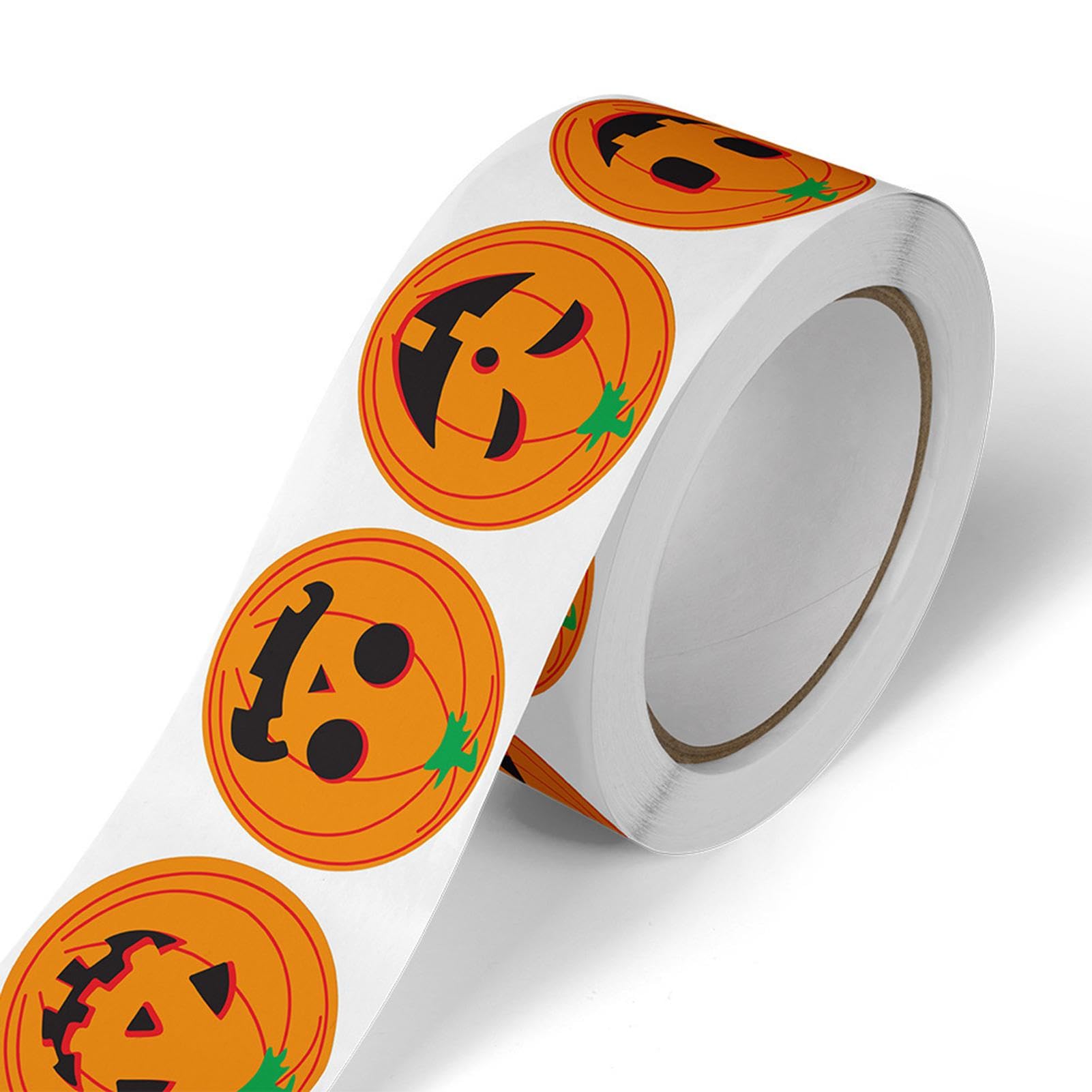 Rotolo di adesivi autunnali, rotolo di adesivi di Halloween | Cartoon Zucca Strega Castello Pipistrello Zombie Rotolo di adesivi,Adesivi per etichette con sigillo rotondo Decalcomanie per sigillare bu