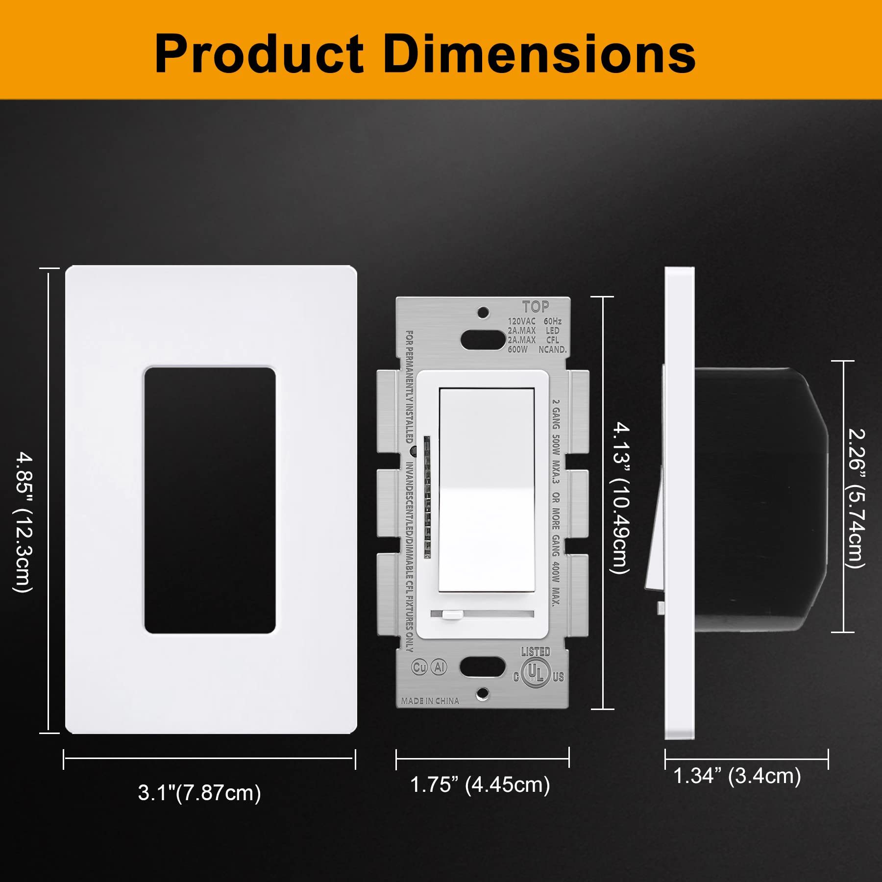 [5 Pack] BESTTEN Digital Dimmer Switch with LED Indicator, Single Pole or 3Way, for Dimmable
