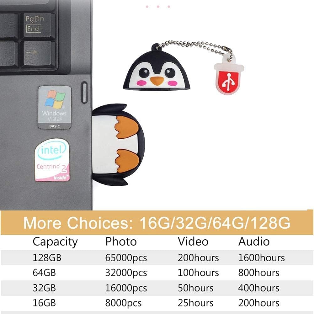 LEIZHAN Cute USB Flash Drive Character Thumb Drive for Kids Students Gift Pendrive (16GB, Penguin)