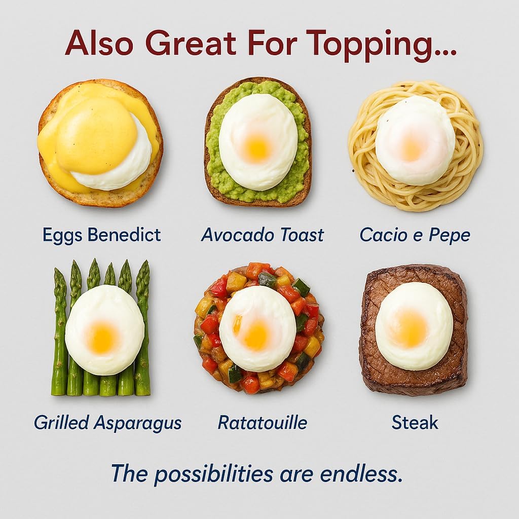 HIC Kitchen Non-Stick 3-Egg Poacher Insert, PFOA and BPA Free, Fits 8-Inch and Larger Pans