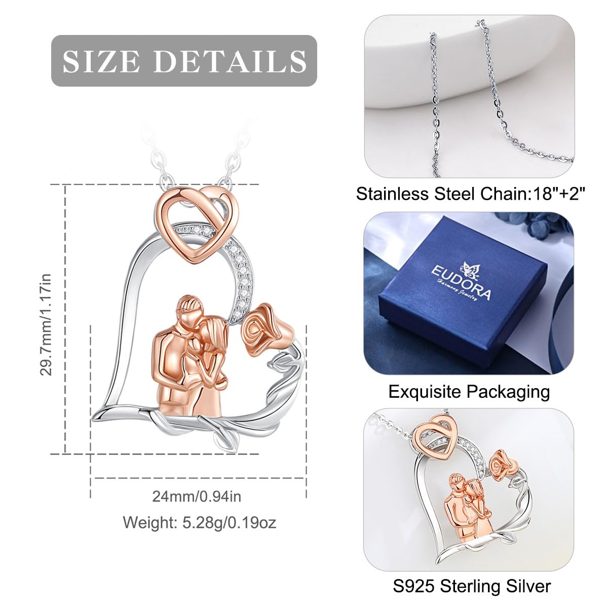 Mutter Tochter Kette für Damen 925 Sterling Silber, Mama Kind Oma Anhänger Halskette Mütterliche Liebe Schmuck, Muttertag Geschenk für Frauen Mutter Tochter Ehefrau Oma, 45cm