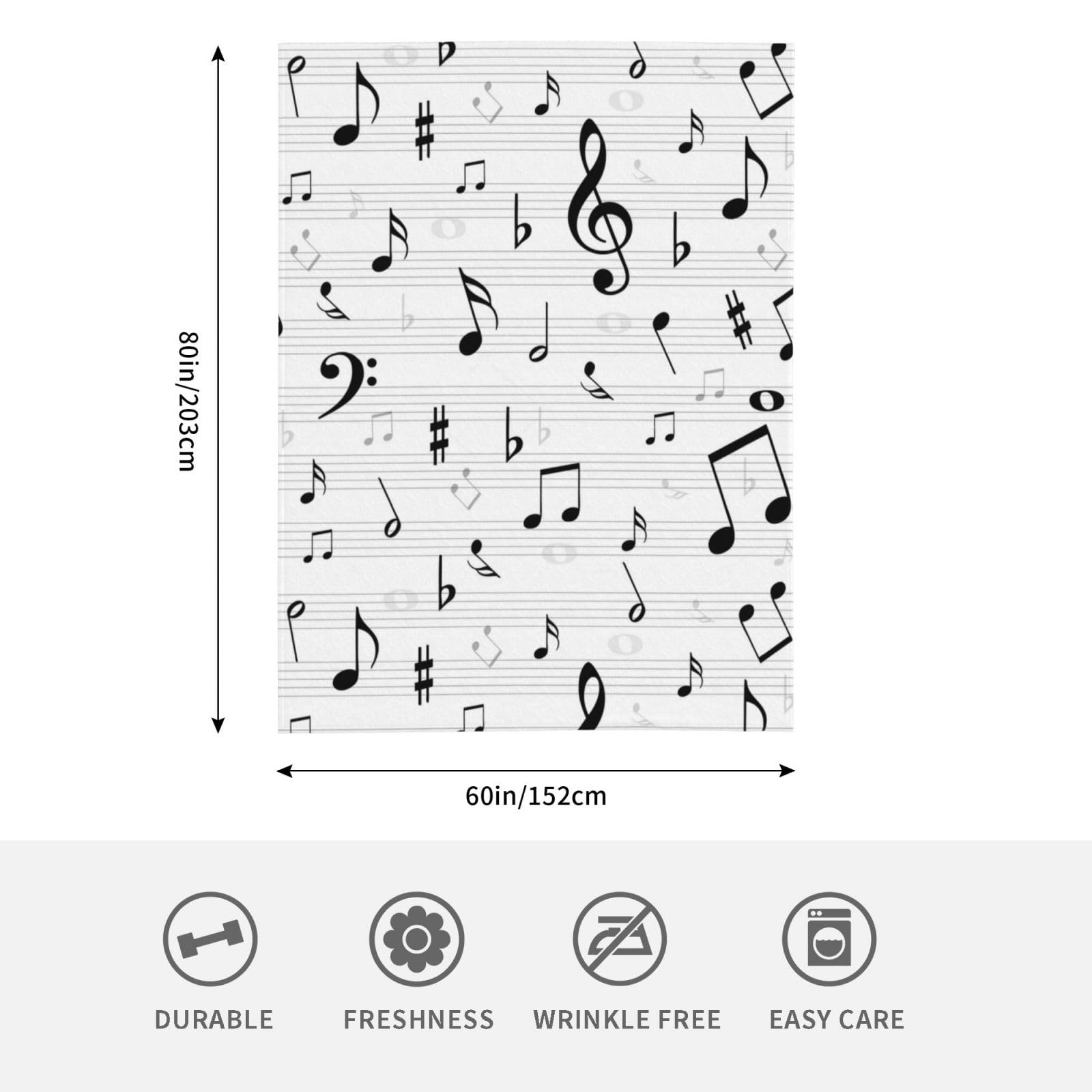 Notenschlüssel Musiknoten Notenblatt Symbol Diskant Abstrakt Kuscheldecke, warme Flanell-Fleece-Plüsch-Überwurfdecke als Bettdecke/Bettlaken, 152 x 203 cm