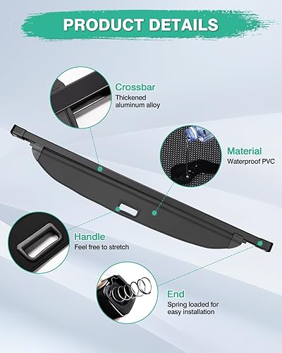 Miniatura 169 de Powerty Cubierta de Carga para Accesorios Kia Sportage 2023-2025 2026, Textura de Lona Cubierta Retráctil para Maletero Trasero de Carga de Equipaje