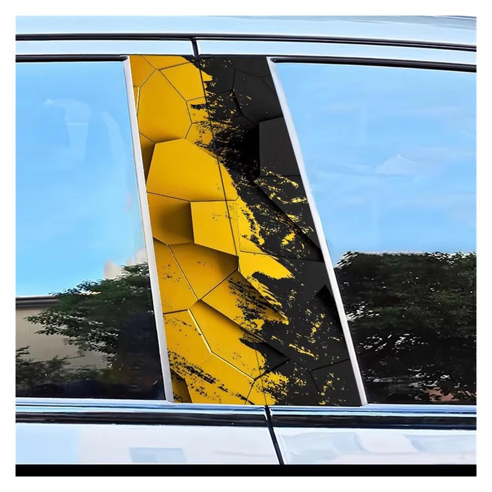 Dabhuoc One Color Car Parts 2 Pcs Car Window Pillar Stickers Geometric Color Blocks Scratch Protection