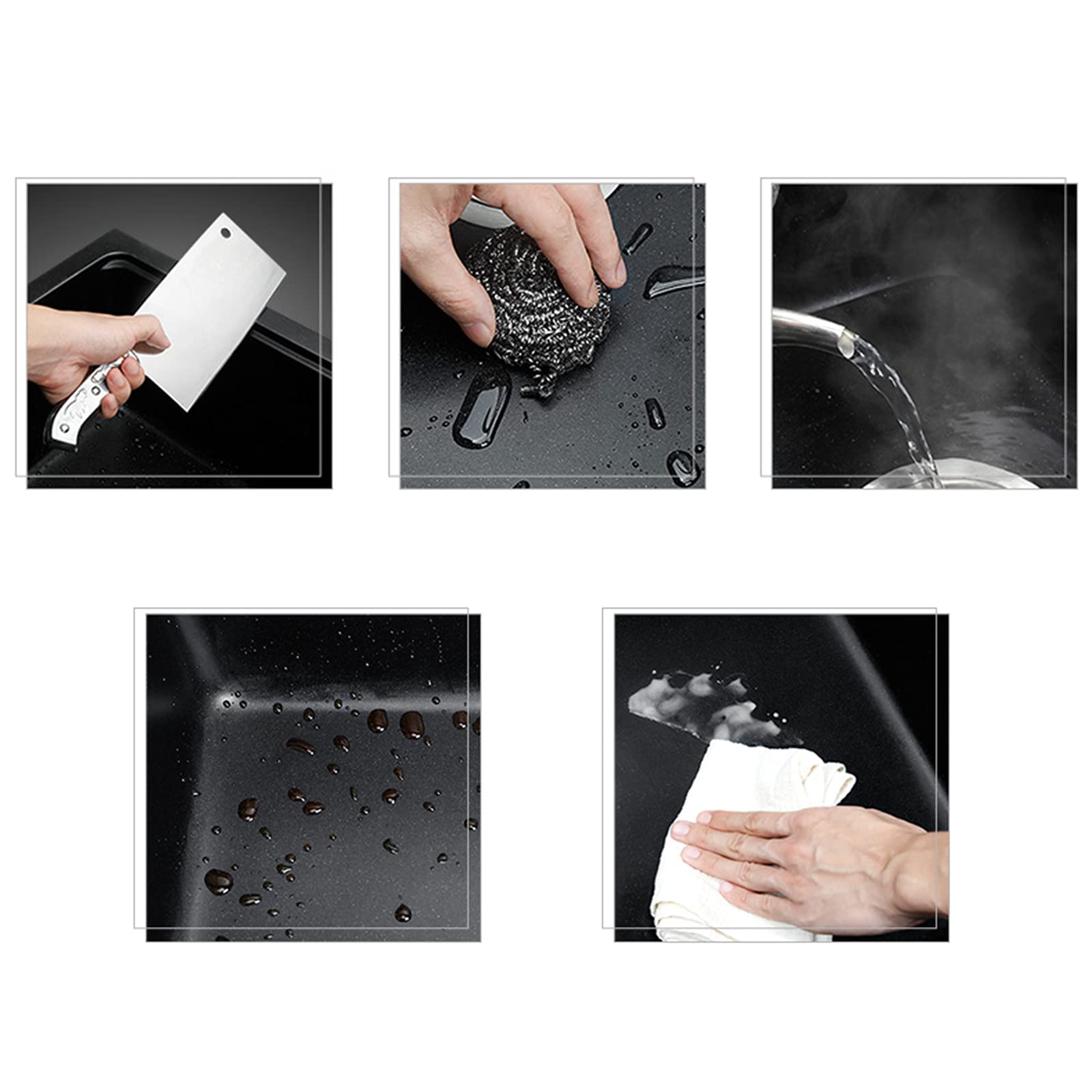 Fregadero de un Solo Cuenco, Fregadero de Barra de Cocina, Fregadero Ovalado de Piedra de Cuarzo, instalación de Lavabo Debajo y sobre encimera, Kit Completo de Hardware para mejoras del Hog