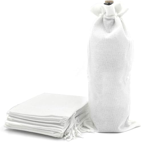 Miniatura 54 de 10 bolsas de regalo de vino de arpillera, con cordón, de lino, champán, bolsa para botella de vino, Navidad, boda, cumpleaños, fiesta, bolsas