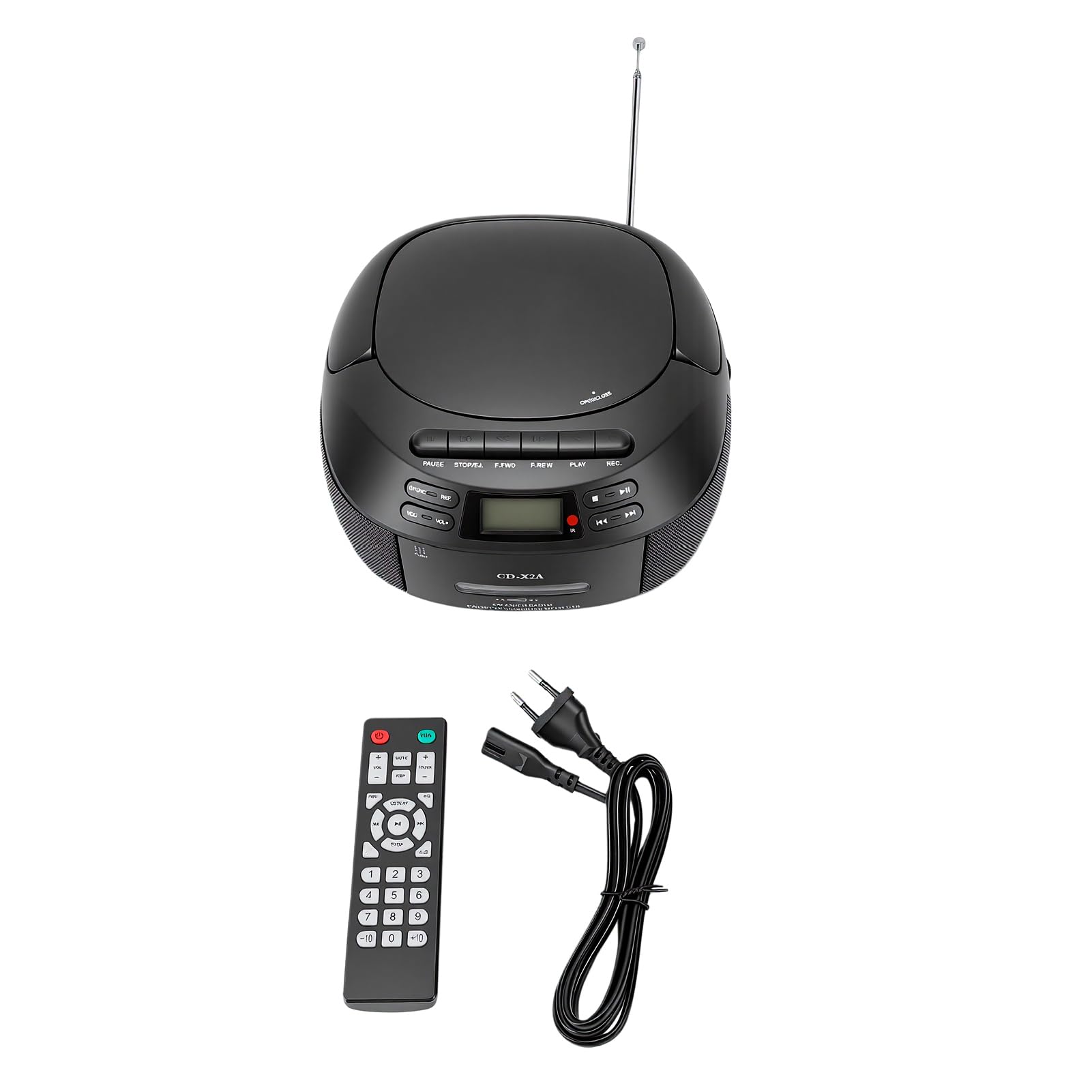 CCYLEZ Przenośny Odtwarzacz CD z Bluetooth, Zestaw Stereo Retro z Podwójnymi Głośnikami 3 W, Radio FM, Magnetofon Kasetowy, Wejście USB/AUX dla Seniorów Podróżujących W Domu (wtyczka UE)