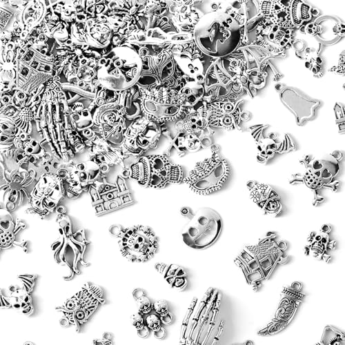 MARFOREVER 120 Pcs Halloween Charms for Jewelry Making Halloween Gifts