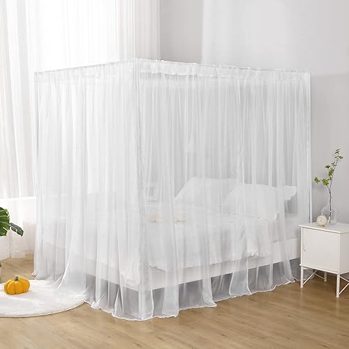 Miniatura 2 de Cortina de cama blanca para cama individual, bufanda suave para niñas y adultos (individual, blanco)